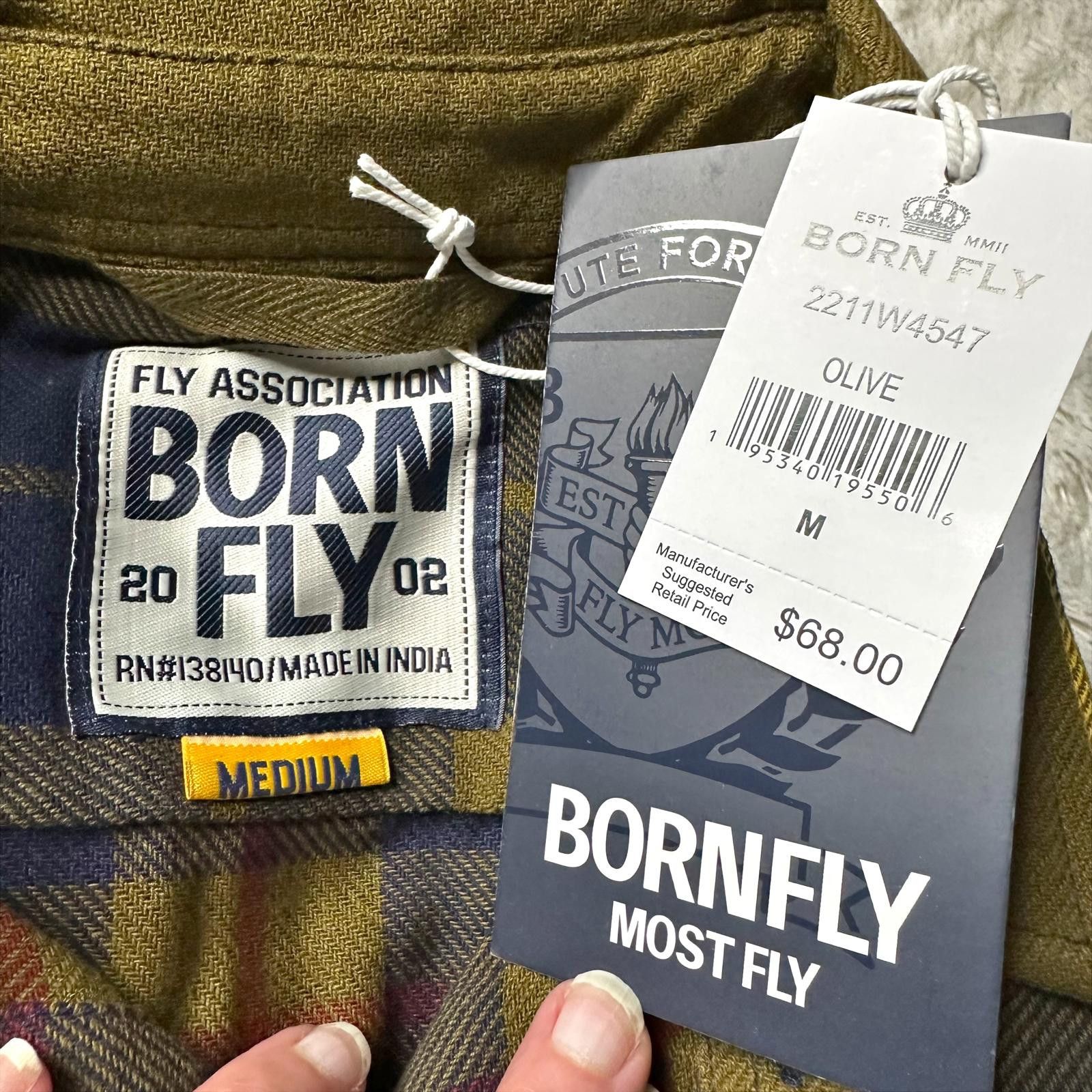 Born Fly NWT Born Fly Plaid Long Sleeve Button Up Shirt Olive Mens M Size US M / EU 48-50 / 2 - 6 Thumbnail