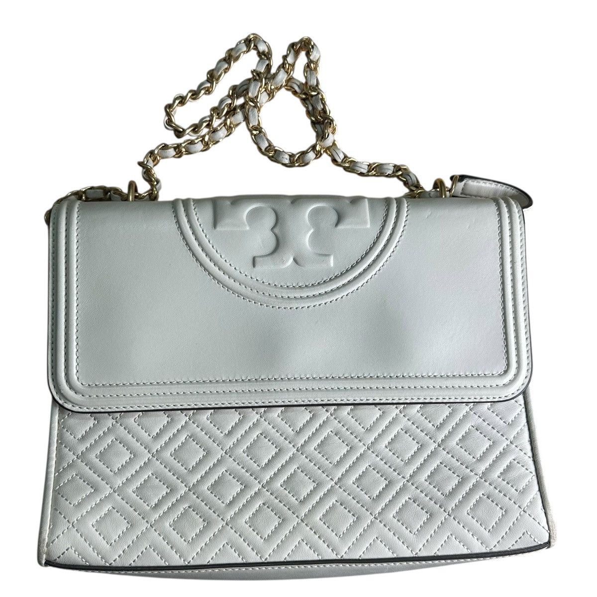 Tory Burch Tory Burch Fleming Cream Quilted Gold Chain Shoulder Bag Size ONE SIZE - 1 Thumbnail
