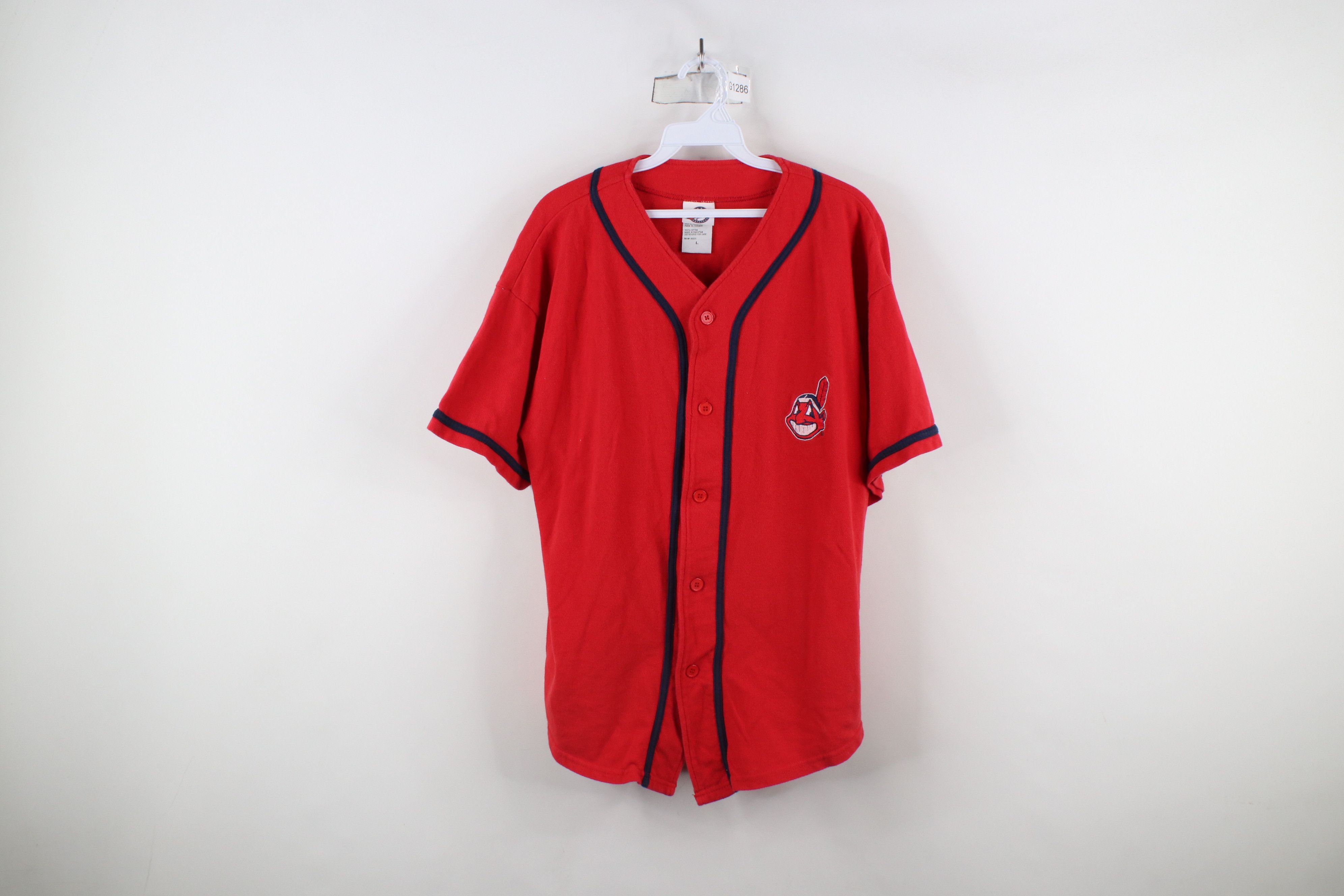 Vintage Vintage 90s Wahoo Cleveland Indians Baseball Jersey Red Size US L / EU 52-54 / 3 - 1 Thumbnail