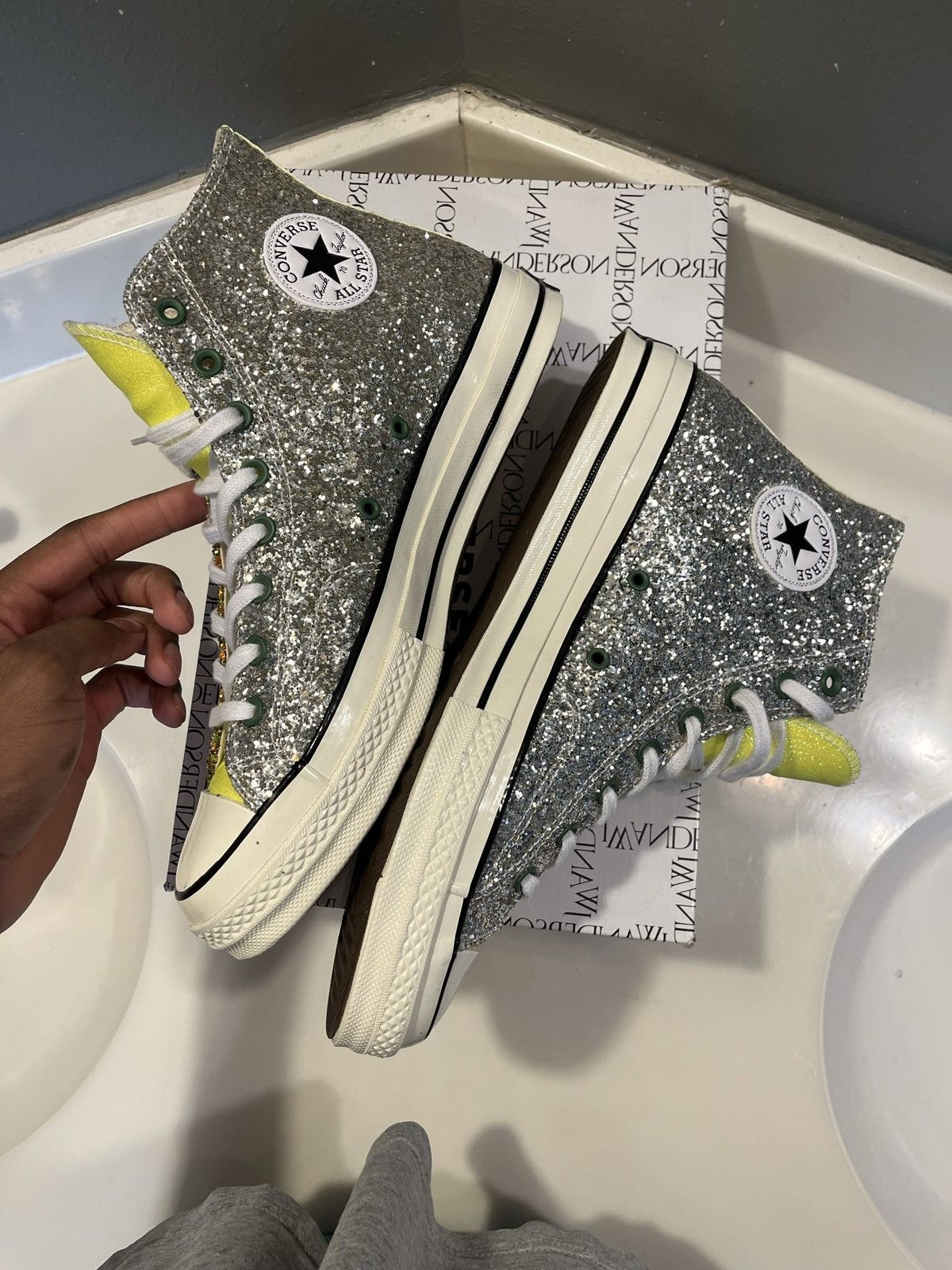 Converse × JW Anderson J.W. Anderson Glitter Gutter High Top Converse Size US 12 / EU 45 - 4 Thumbnail