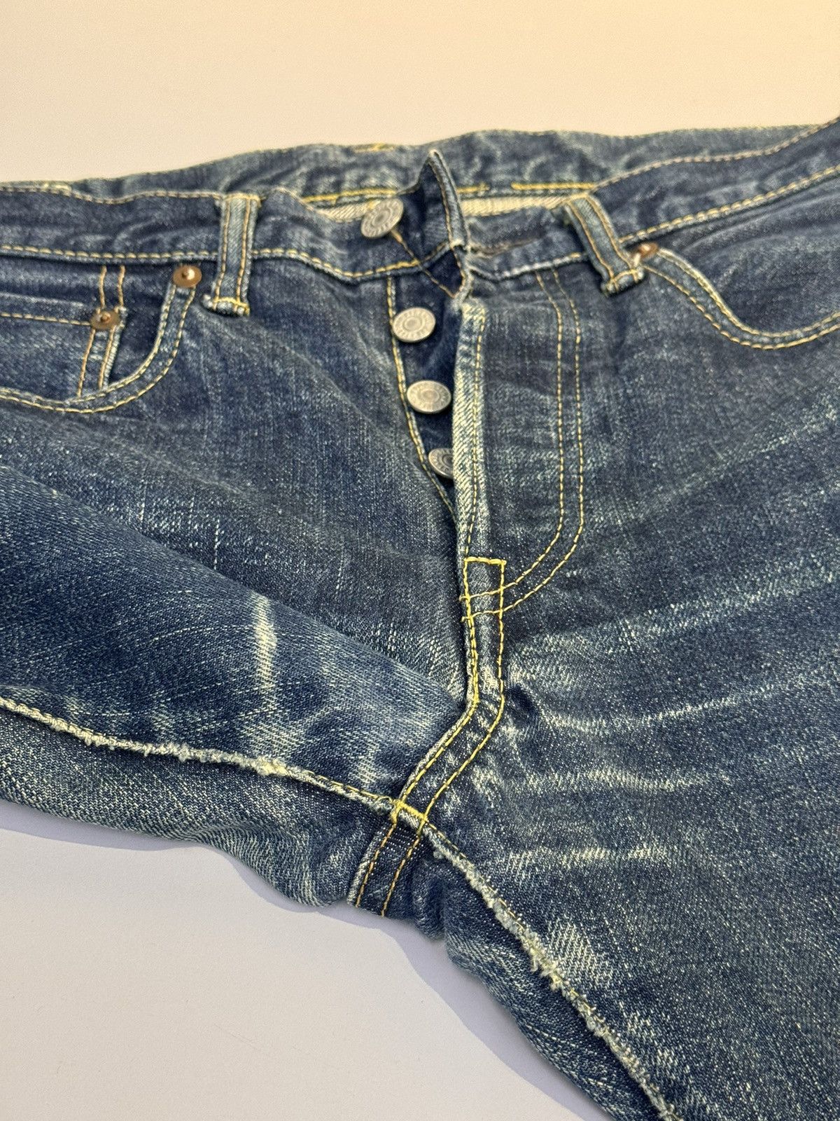 Japanese Brand × Kaihara Denim Tabloid News Selvedge Leather Cow Jeans Japan 32 Inches Size US 32 / EU 48 - 14 Thumbnail