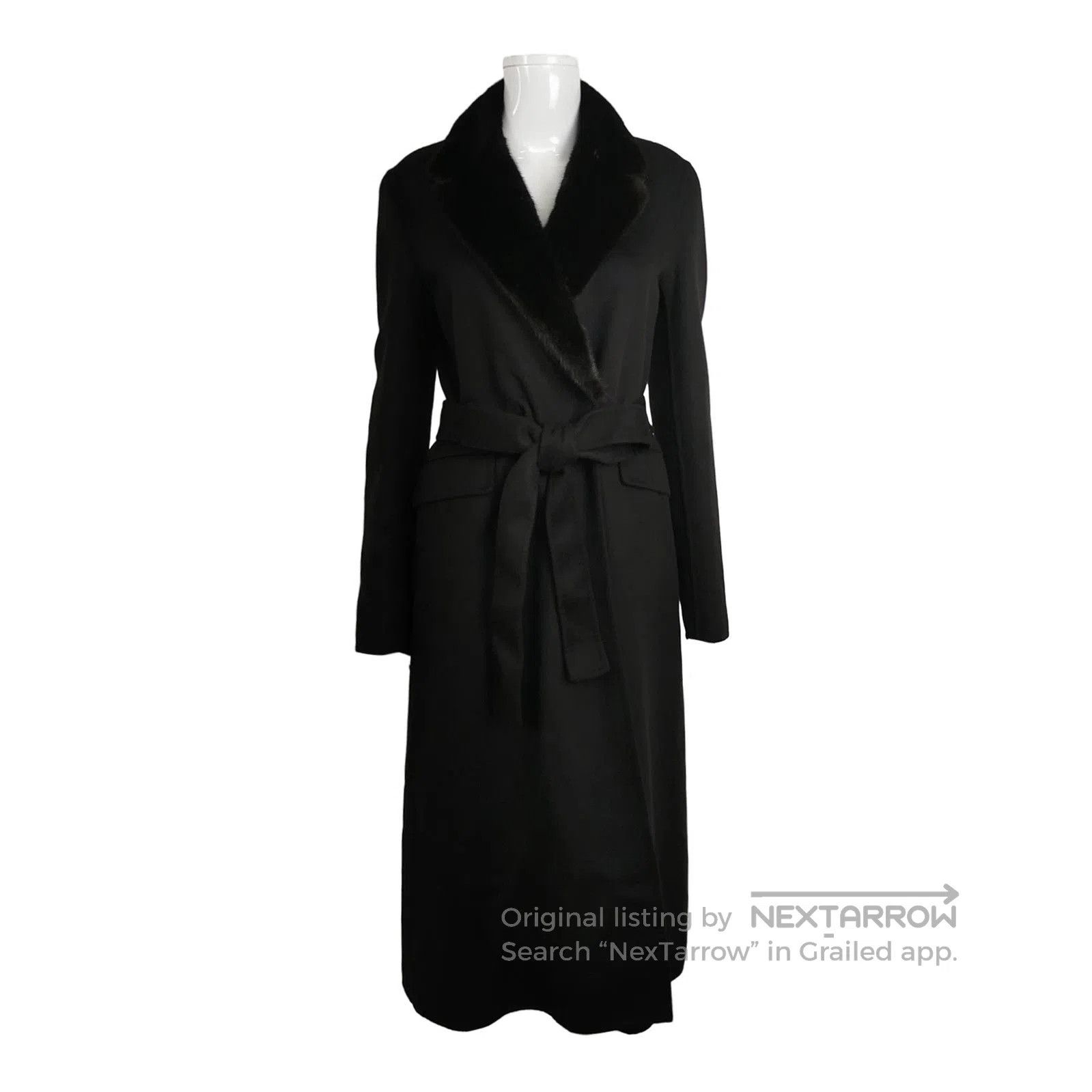Prada Prada Black Wool Rabbit Blend Long Coat . Size US L / EU 52-54 / 3 - 1 Thumbnail