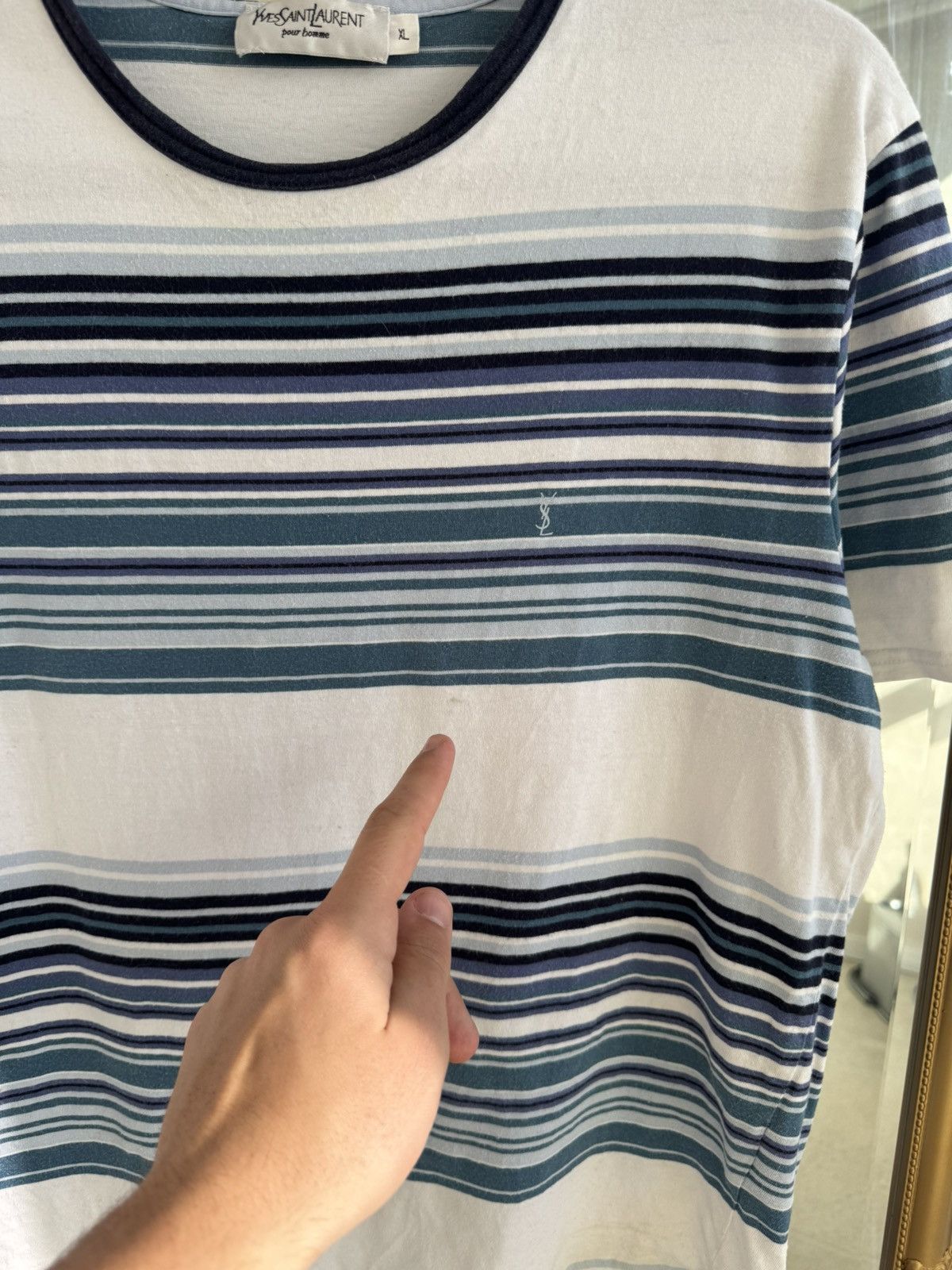 Yves Saint Laurent Yves Saint Lauren YSL T-shirt striped cotton vintage Size US M / EU 48-50 / 2 - 3 Thumbnail
