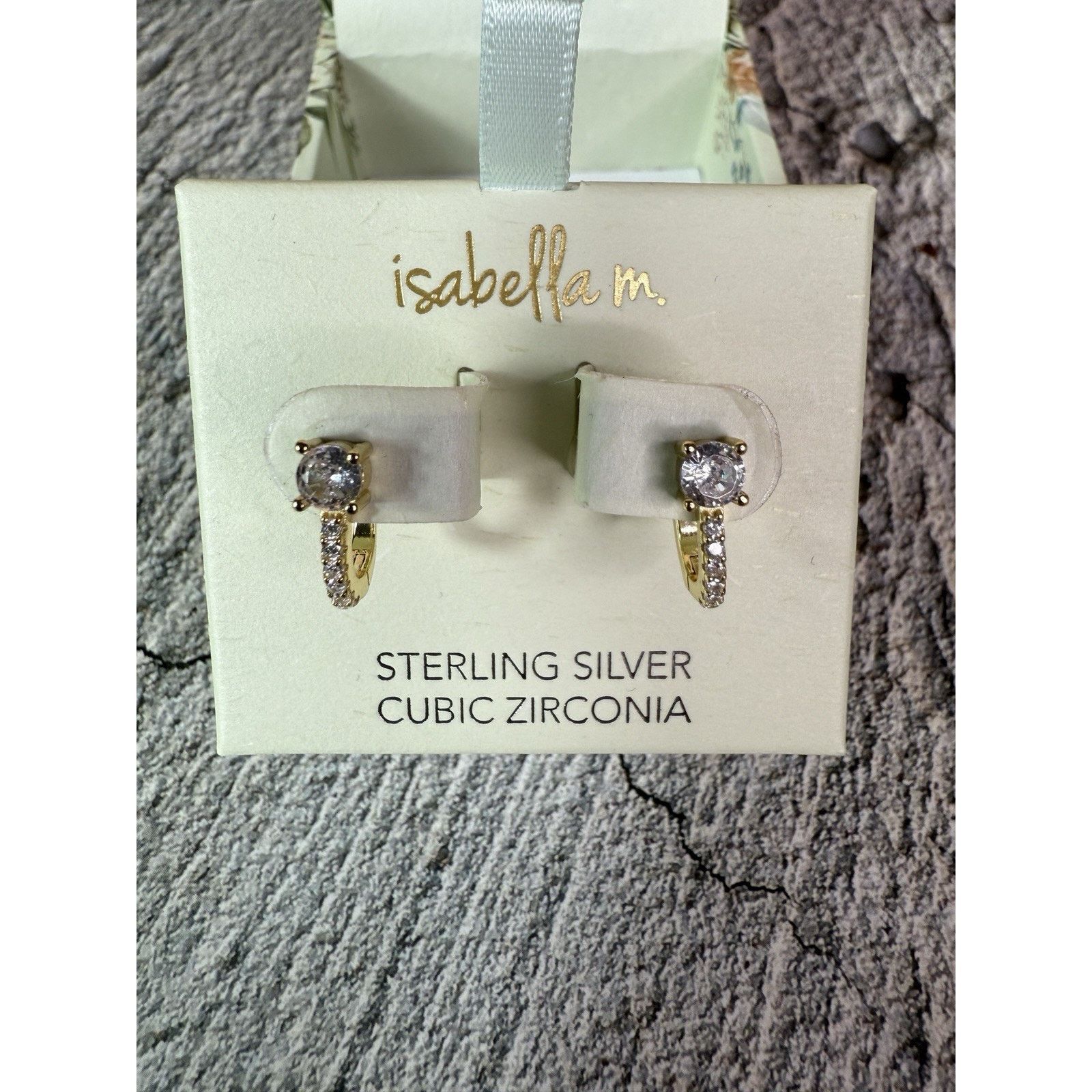 Sterling Silver Isabella M Sterling Silver Vermeil Cubic Zirconia Earrings Size ONE SIZE - 7 Thumbnail