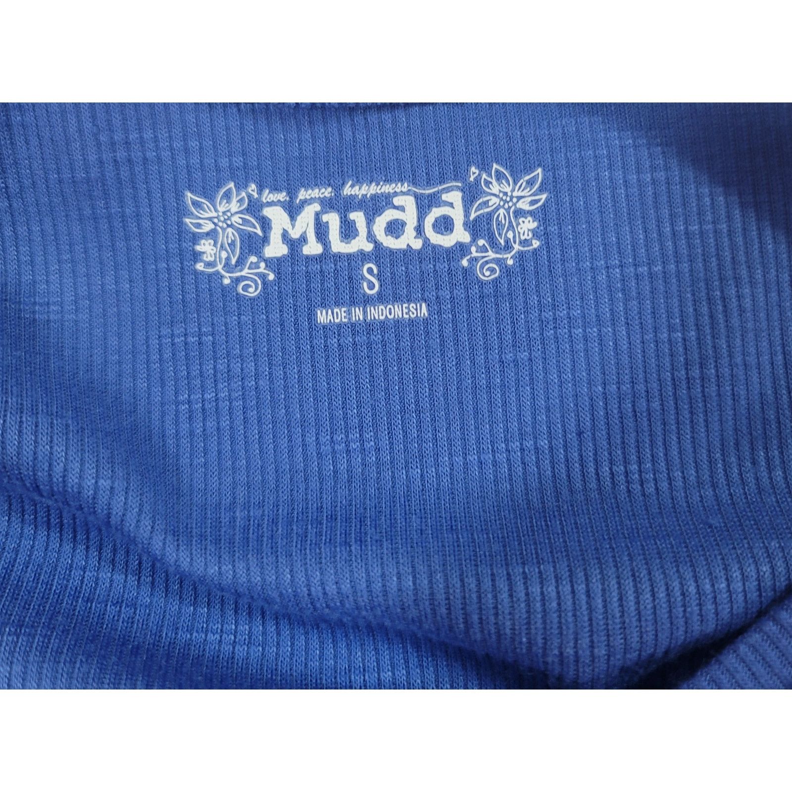 Other Mudd Blue Ribbed Slub Knit Scoop Tank Shirt Small Stretchy Size S / US 4 / IT 40 - 3 Thumbnail