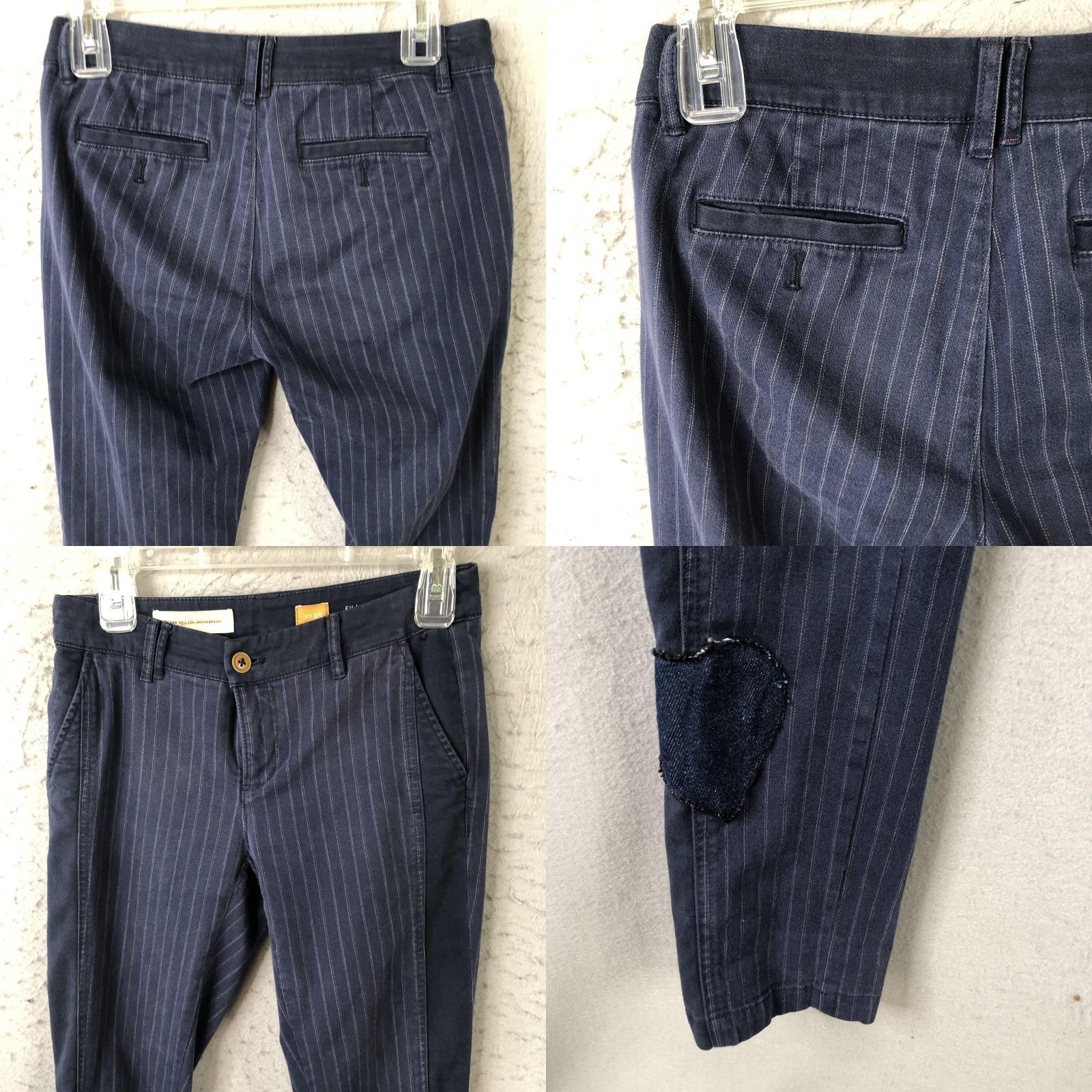 Vintage Pilcro And The Letterpress Pants Womens 25 Blue Pinstripe Hyphen Chino 2010 Y2K Size 42" / US 20 - 9 Thumbnail