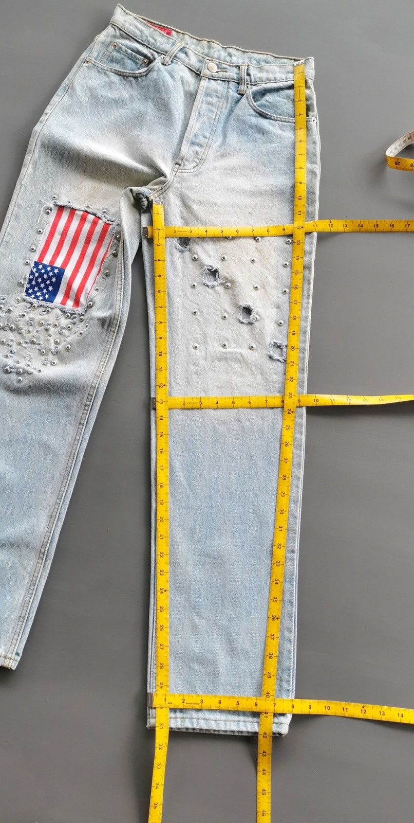 Other Kakachi USA Flag Studded Distressed Square Design Jeans Size US 28 / EU 44 - 14 Thumbnail