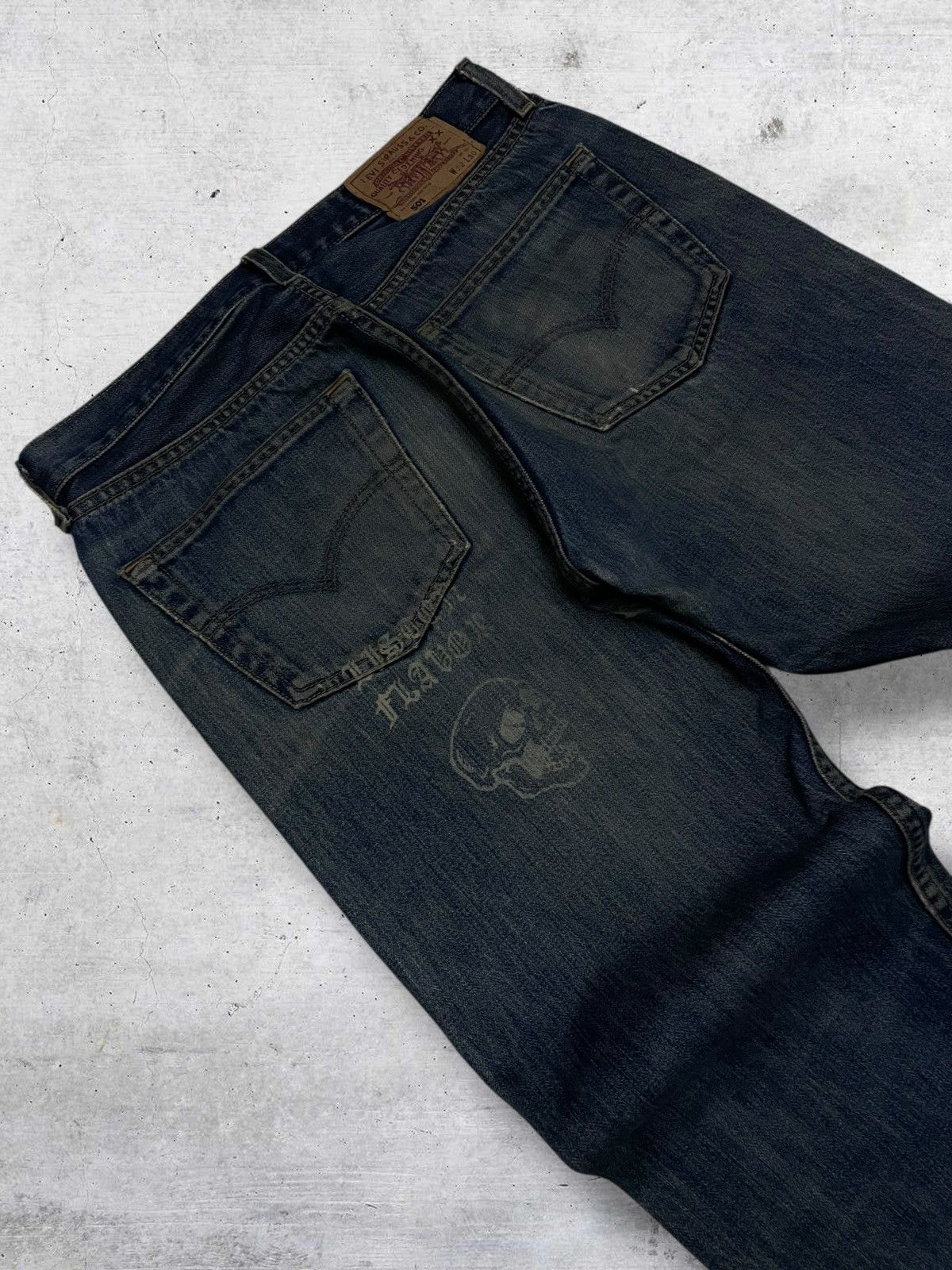 Levi's Vintage Clothing RARE 501 LEVIS 90S DESIGNER SKULL RIPPED FRAYING OG DENIM Size US 31 - 15 Thumbnail
