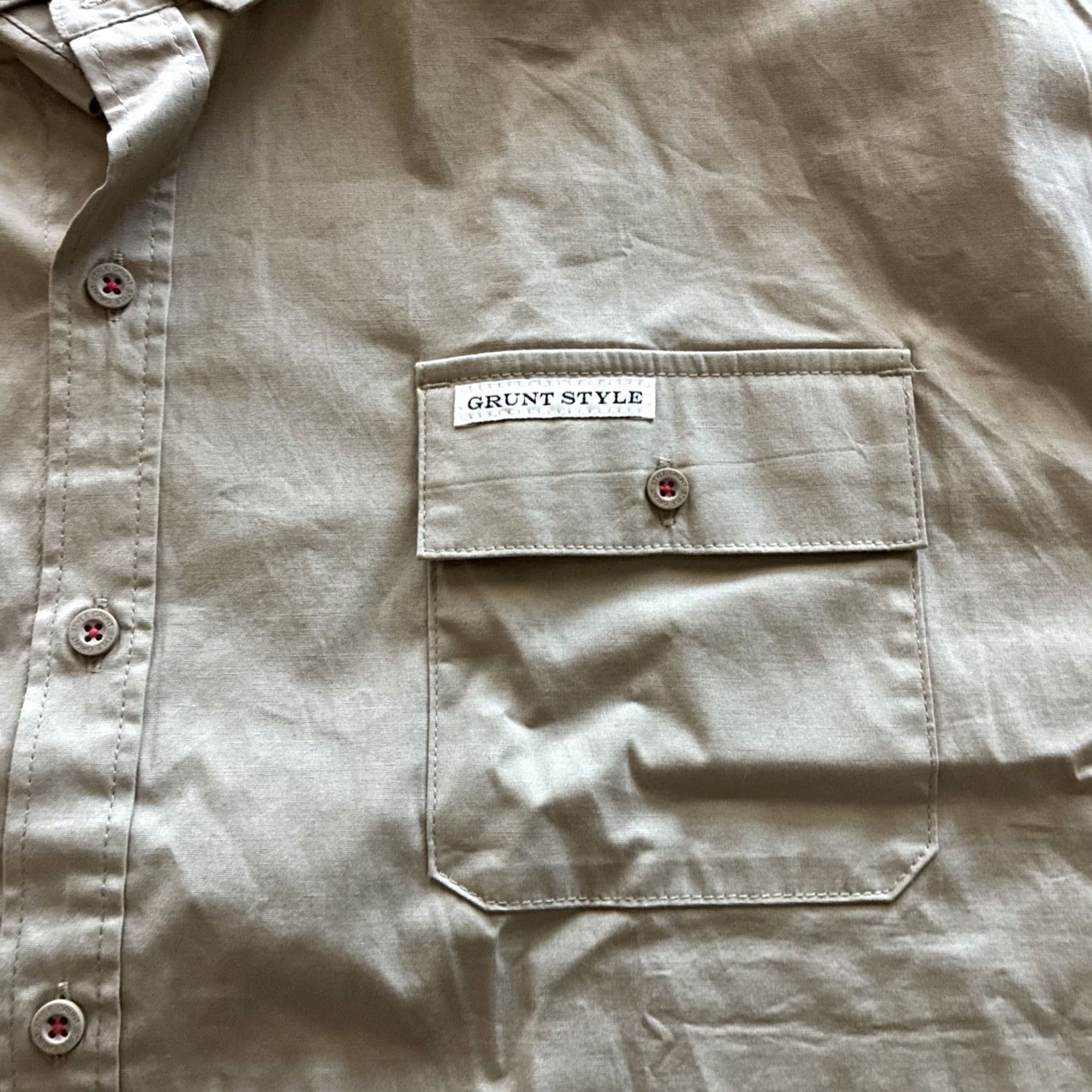 Garage Grunt Style Garage Button Down Shirt Mens 3XL Tan Short Sleeve USA Flag Patch Size US XXL / EU 58 / 5 - 5 Thumbnail