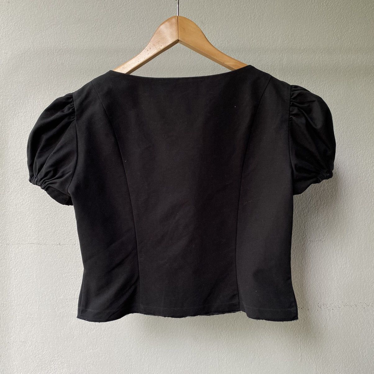 Moschino Moschino Black Puff Sleeve Fitted Cropped Top Size M / US 6-8 / IT 42-44 - 10 Thumbnail