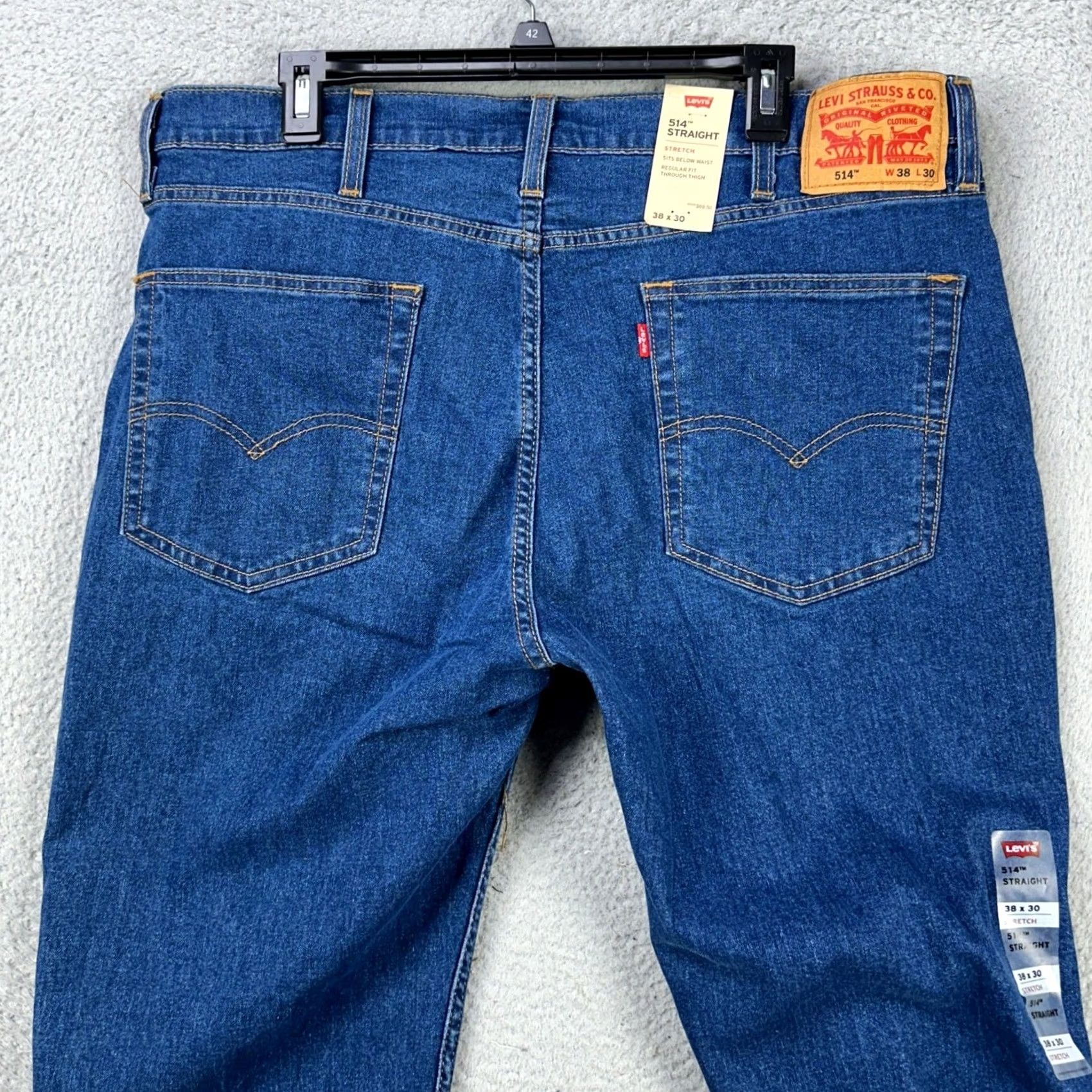 Levi's Levi's 514 Jeans Men Straight Fit 38X30 Denim 5 Pockets Stretch Red Tab Blue/Black NEW Size US 38 / EU 54 - 2 Thumbnail