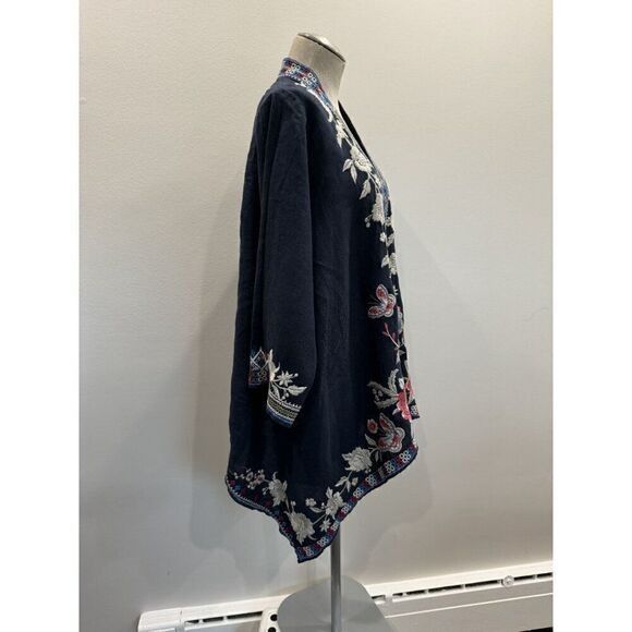 Johnny Was Johnny Was NWT Florence Linen Draped Cardigan in Navy Size L Size L / US 10 / IT 46 - 3 Thumbnail