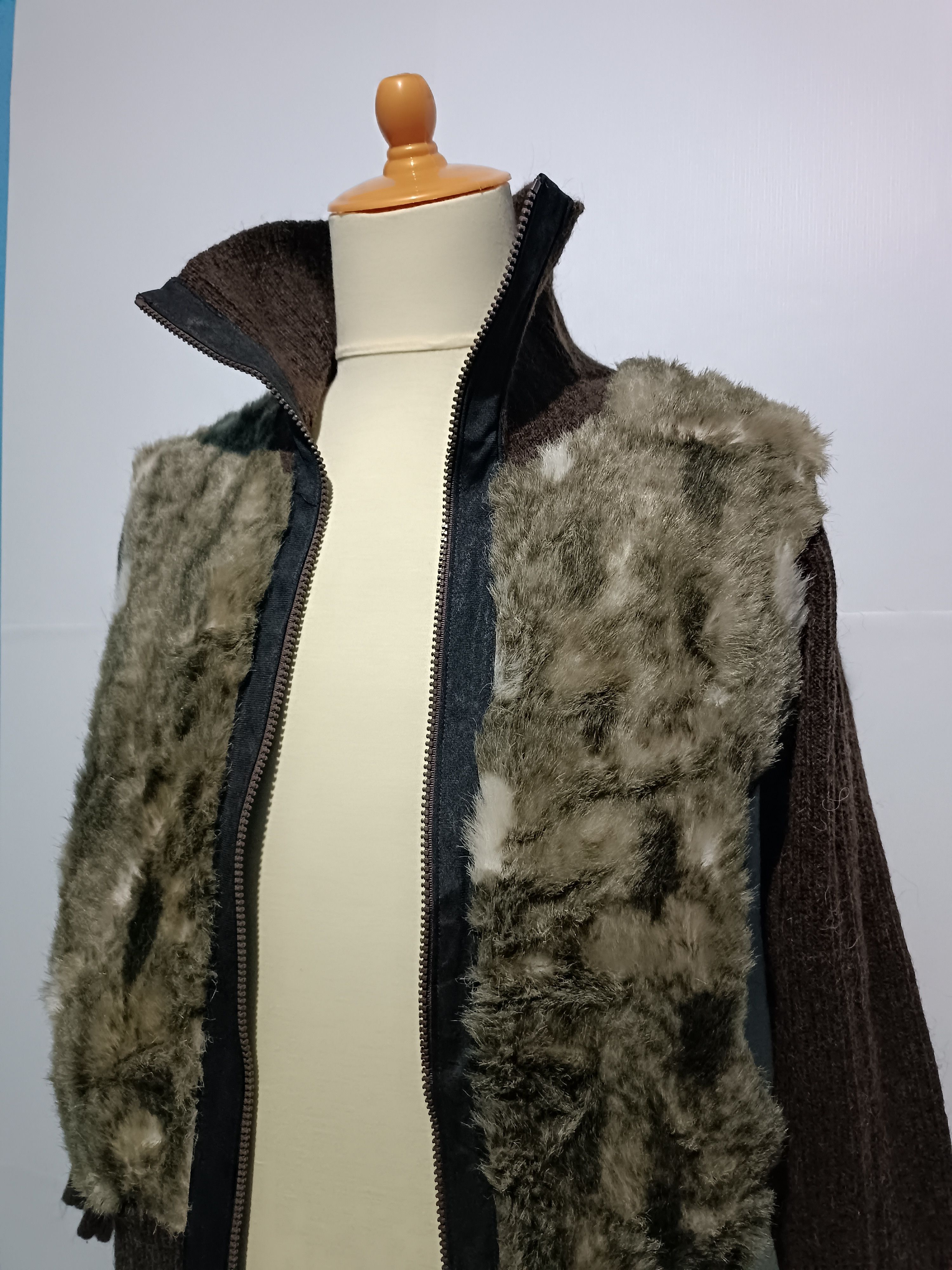 Japanese Brand Unreal Faux Fur Warmer Wool Jacket Brown Size US M / EU 48-50 / 2 - 2 Thumbnail
