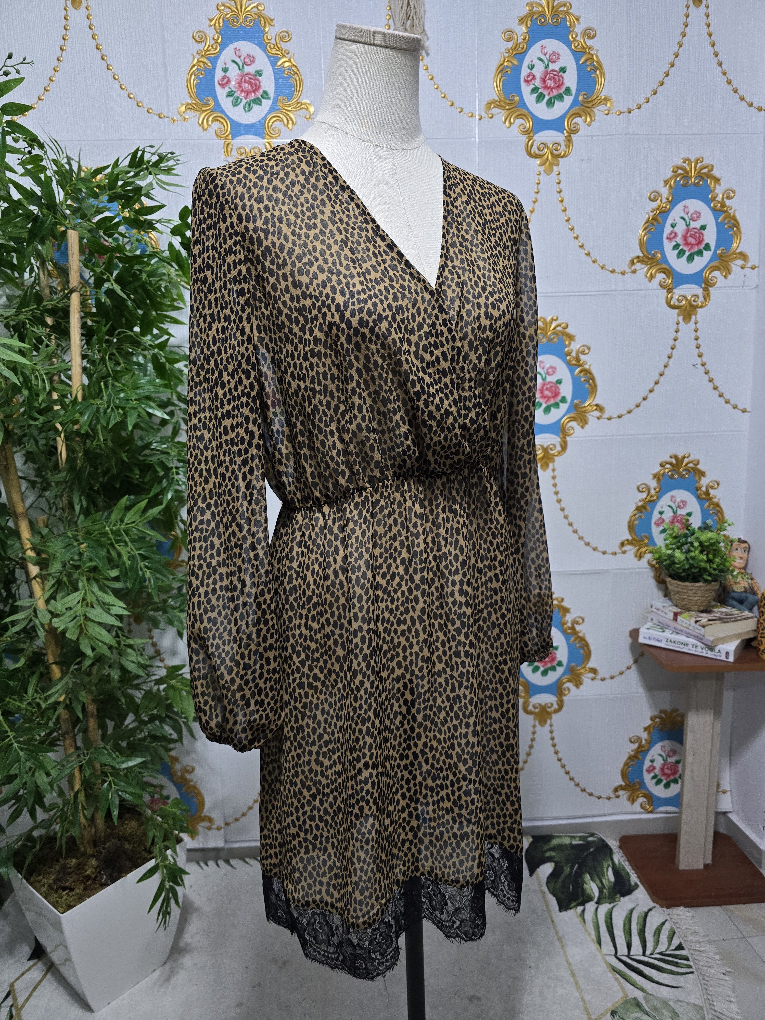 Liu Jo LIU JO ,long-sleeve faux-wrap dress brown and black leopard Size M / US 6-8 / IT 42-44 - 5 Thumbnail