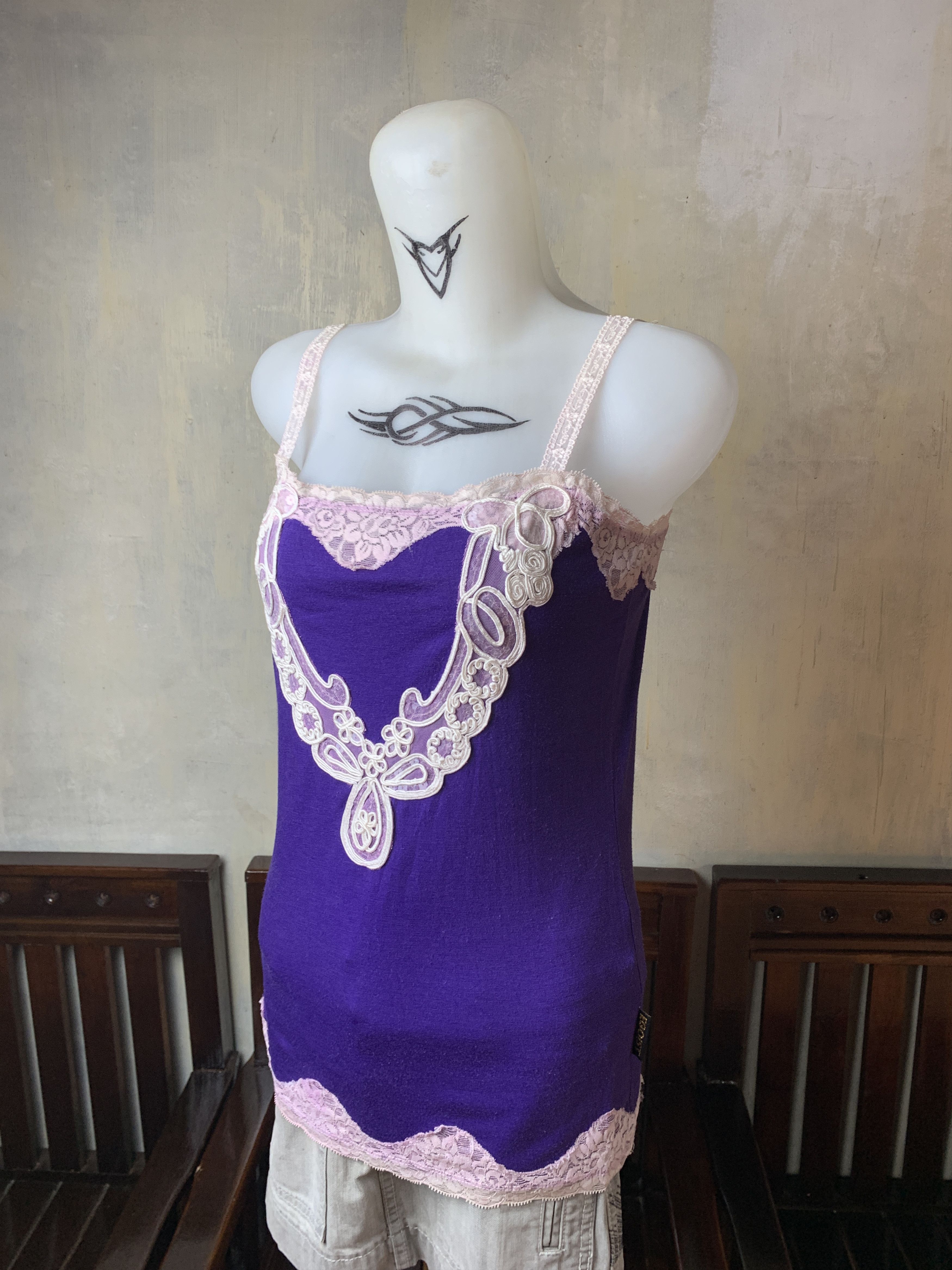 Japanese Brand Egoist Purple Trim Tank Top (S) Size S / US 4 / IT 40 - 2 Thumbnail