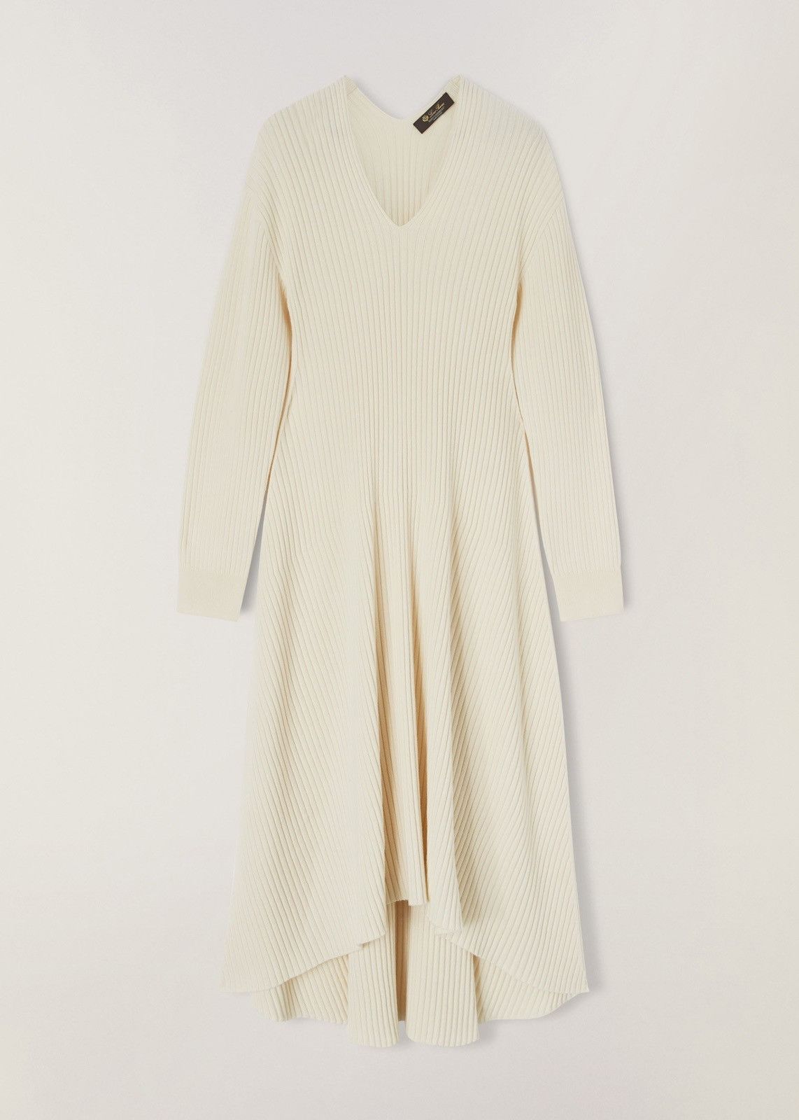 image of Loro Piana O1Loc1C0224 Rib-Knit Baby Cashmere Long Dress In White, Women's (Size Medium)