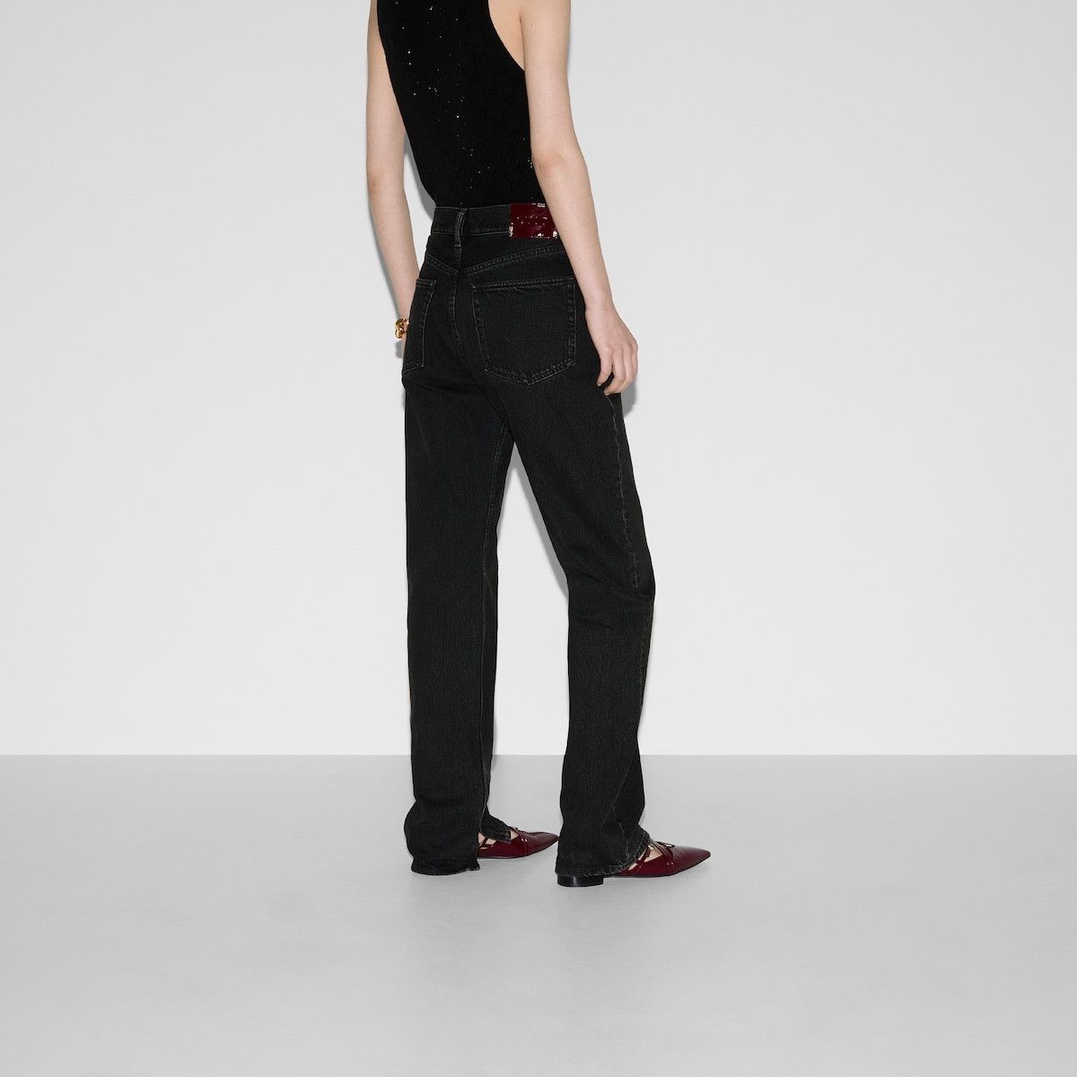 Gucci oc11z1125 Straight Denim Pant With Laser Detail Grey Washed Size 29" - 4 Thumbnail