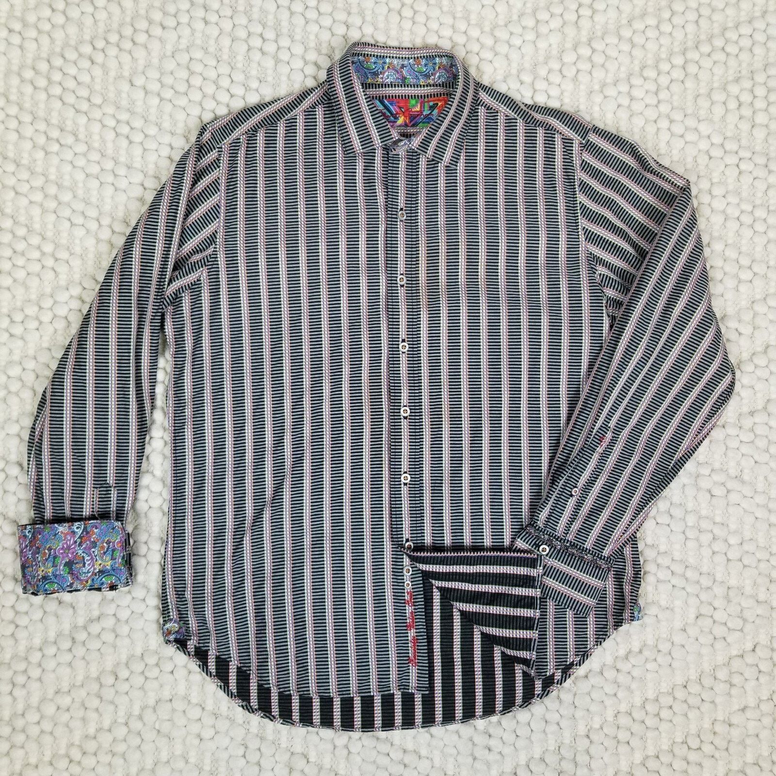 Robert Graham Robert Graham Men’s Stripe Button Down Collared Shirt Sz L Size US L / EU 52-54 / 3 - 6 Thumbnail