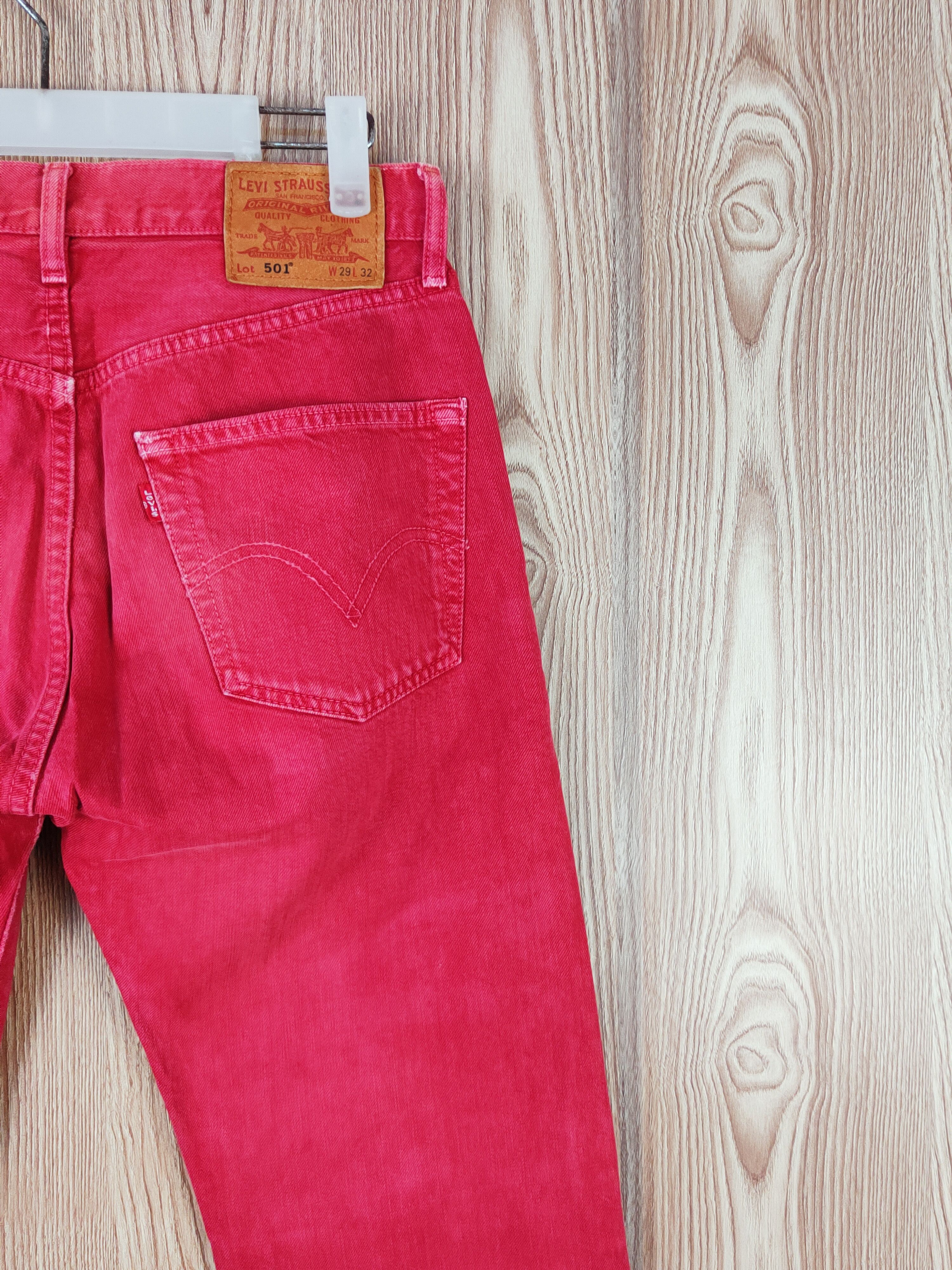 Levi's 501 Levi's Red Distressed Ripped denim #W505 Size US 29 - 12 Thumbnail