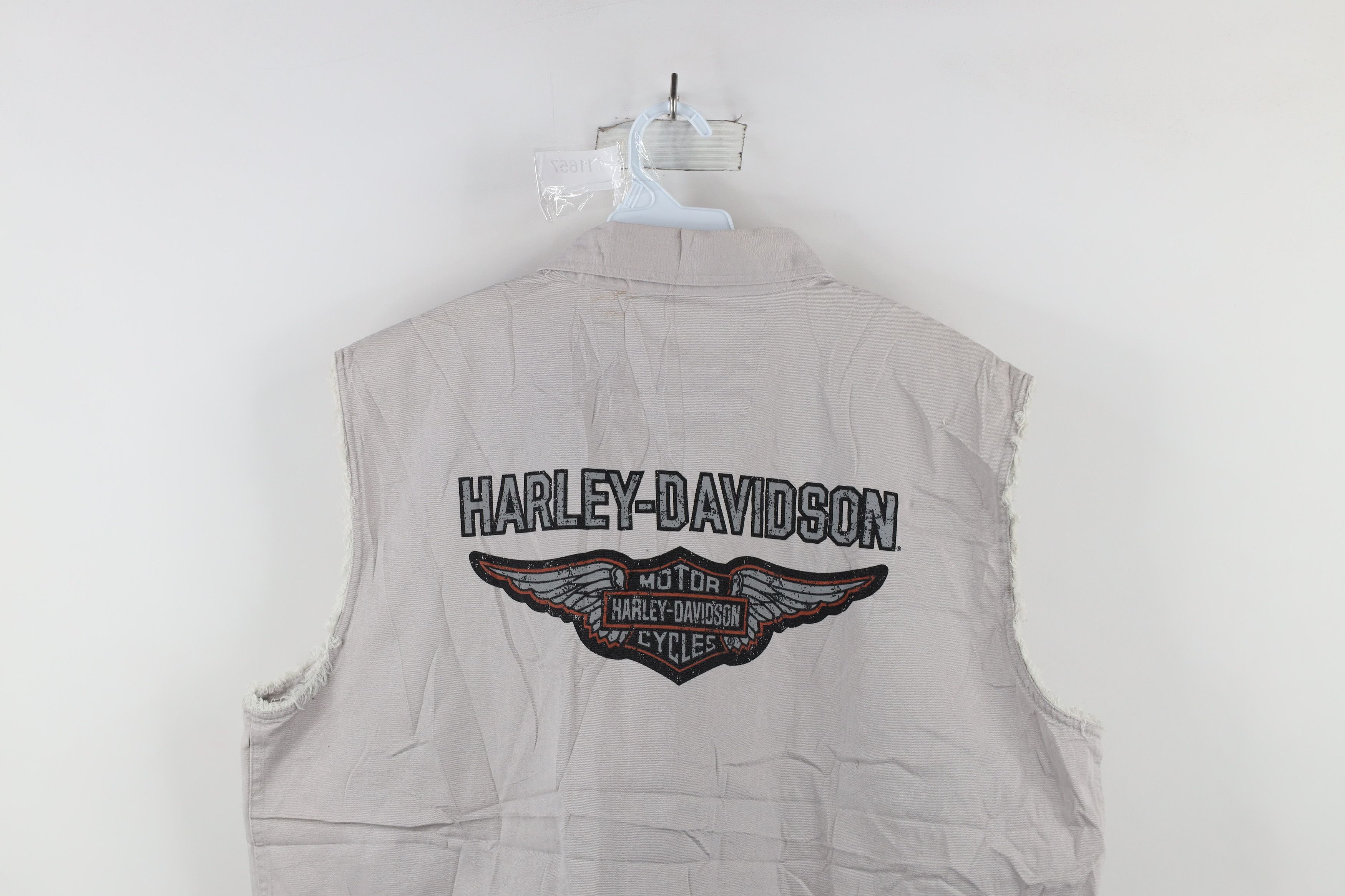 Harley Davidson × Vintage Vintage Harley Davidson Logo Cut Off Collared Button Shirt Size US XL / EU 56 / 4 - 12 Thumbnail