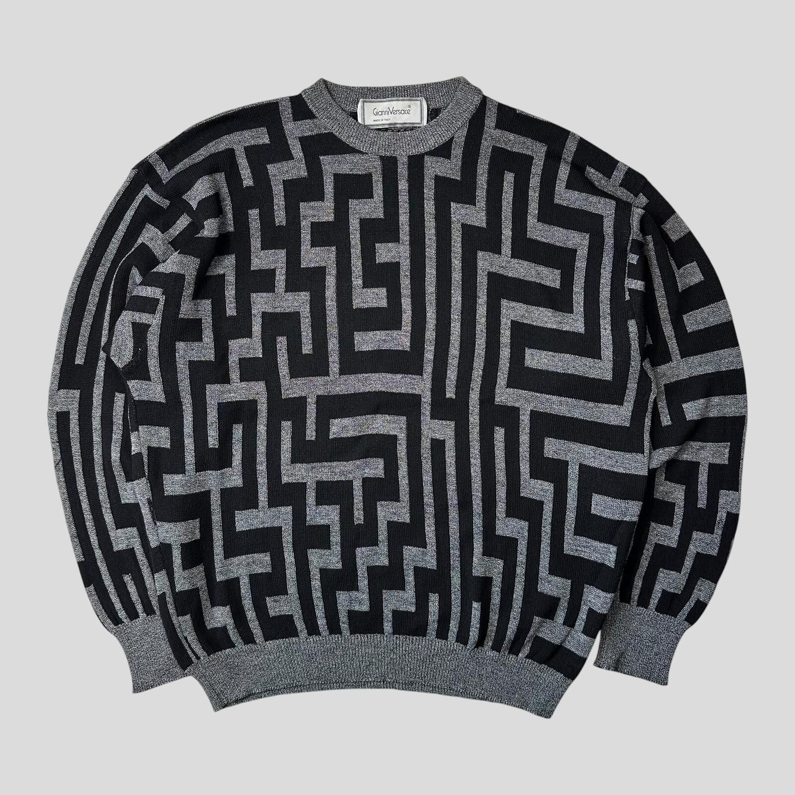 Versace Gianni Versace 90’s Greca Key Pattern Wool Knit - IT54 Size US L / EU 52-54 / 3 - 4 Thumbnail