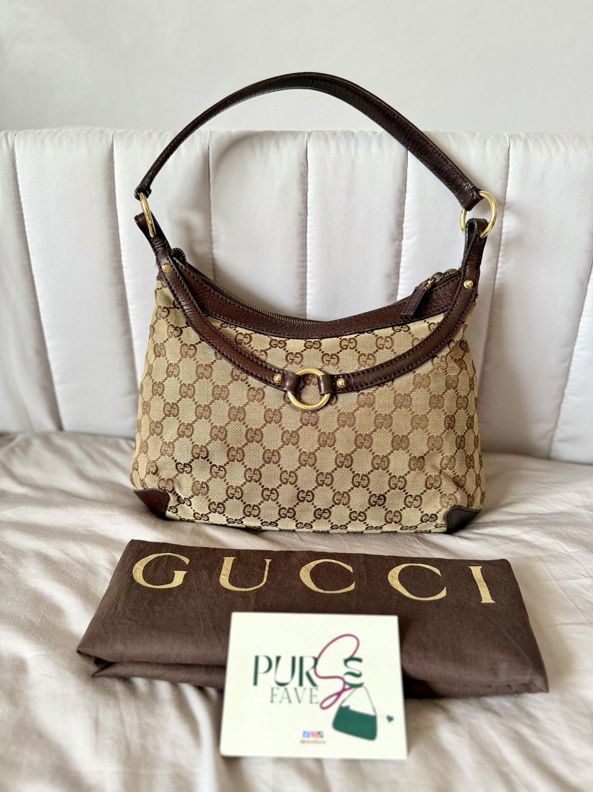 Gucci Authentic GUCCI Horsebit GG Canvas Brown Hobo Shoulder Bag Size ONE SIZE - 10 Thumbnail