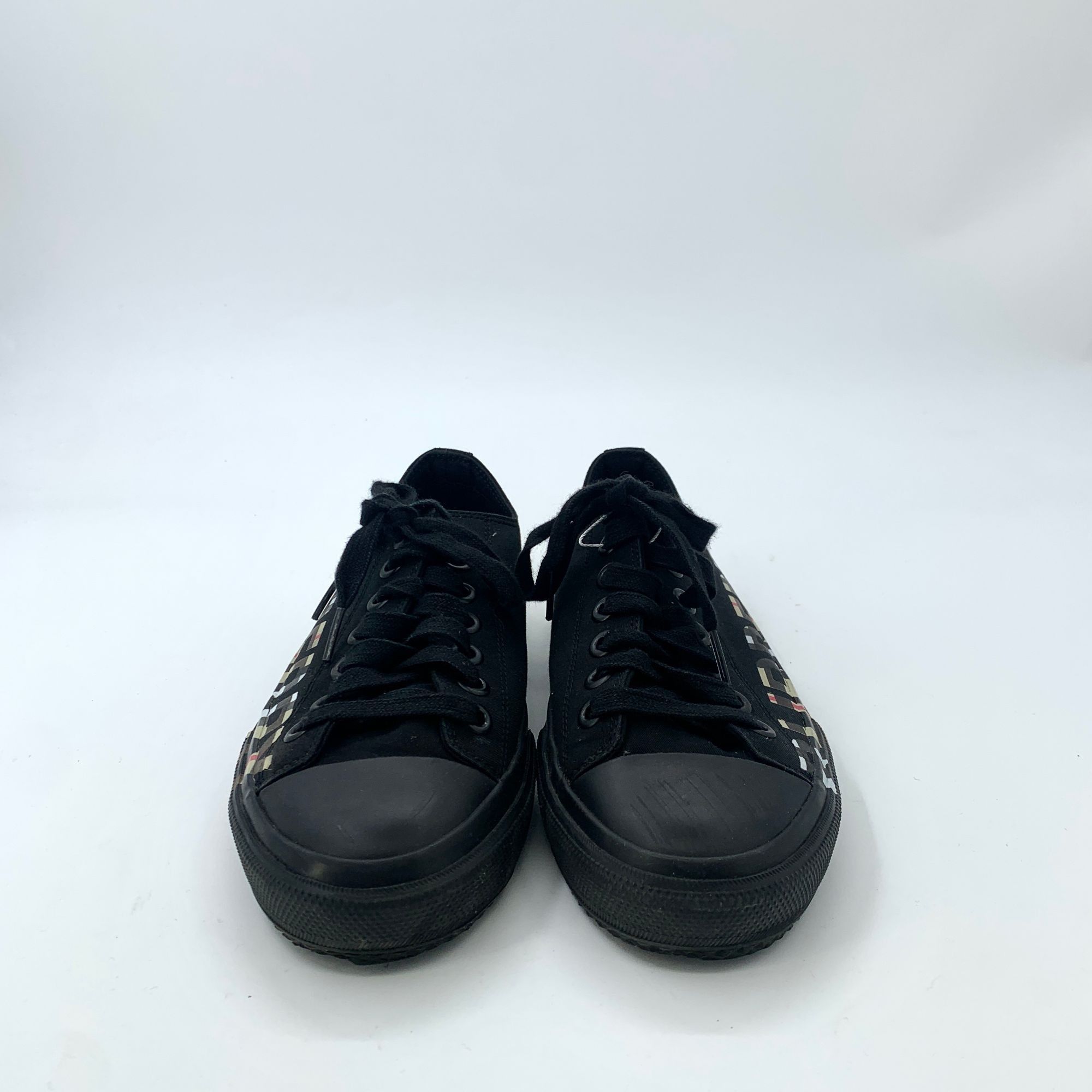 Burberry Burberry Black Checkered Logo Print Lace-Up Casual Sneakers Size US 8.5 / IT 38.5 - 7 Thumbnail