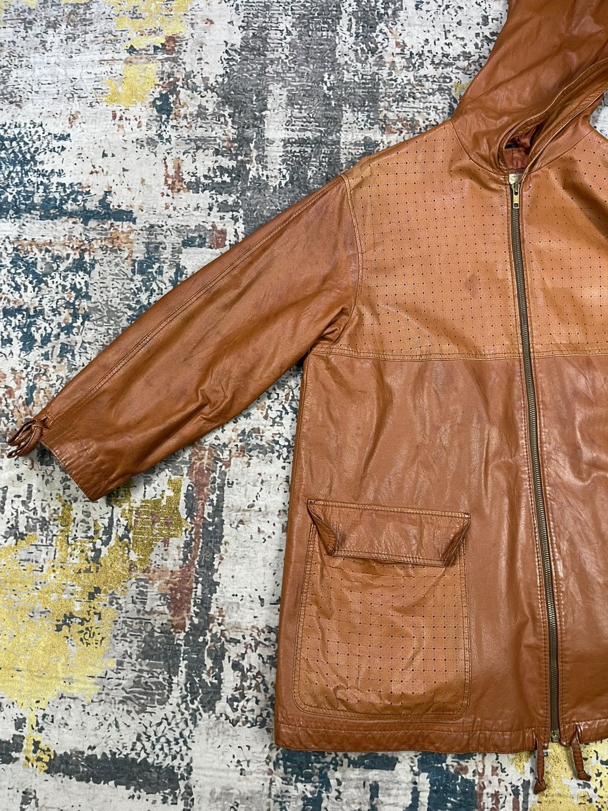 Genuine Leather Vtg Soft Cowhide Hooded Mantel Jackets Size US L / EU 52-54 / 3 - 4 Thumbnail