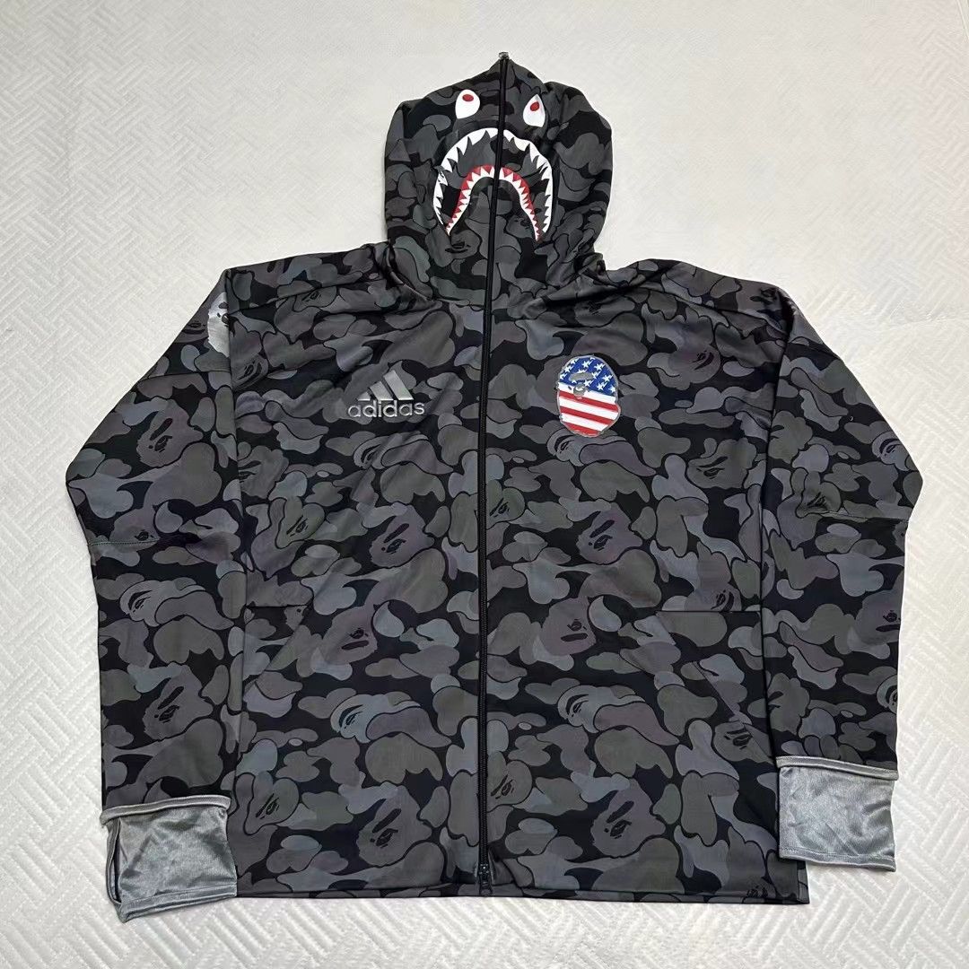 トップス adidas BAPE SHARK FULLZIP HOODIE BAPE x adidas Shark Fleece Full Zip Hoodie Black Men's