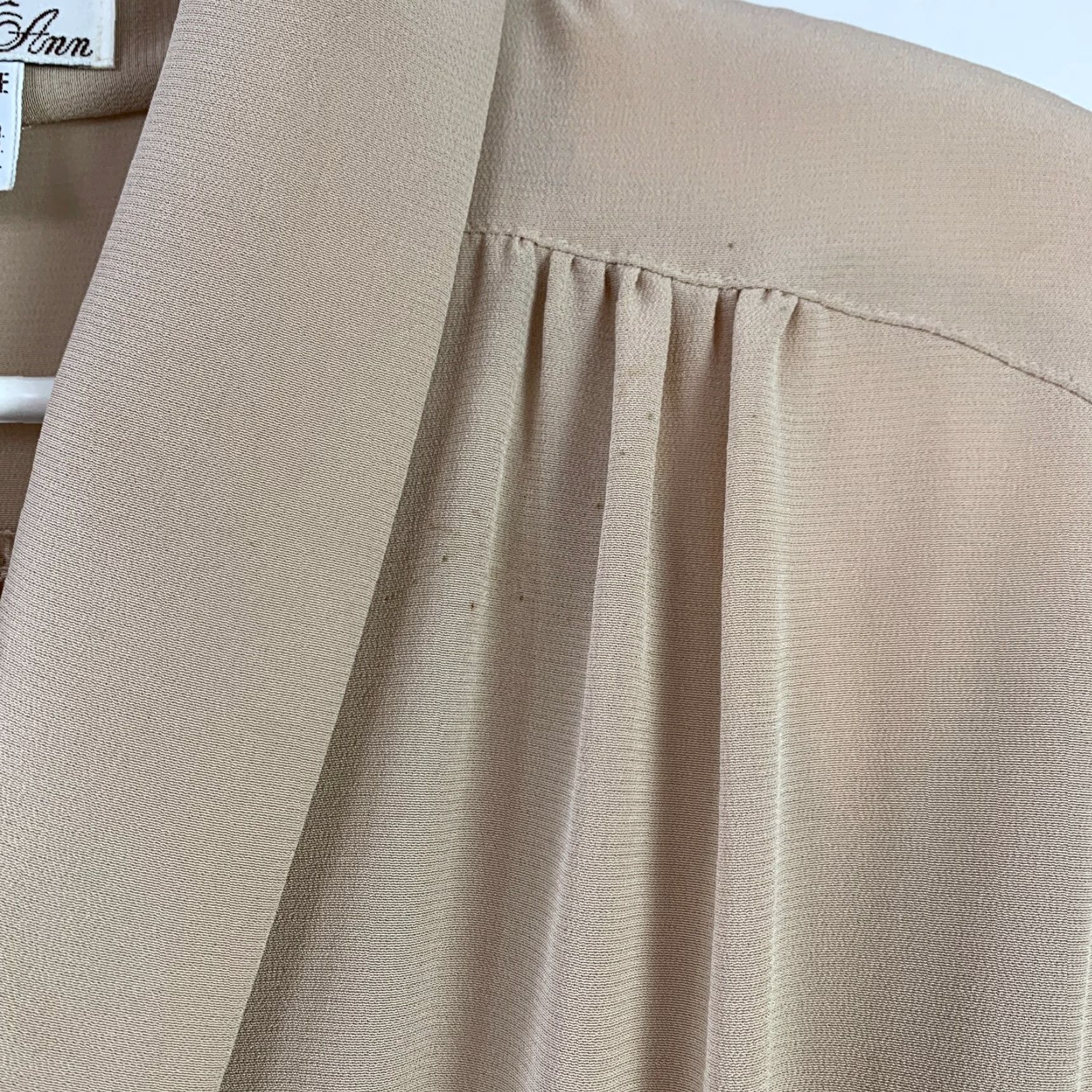 Vintage VINTAGE Adolph Schuman For Lilli Ann Tan Secretary Cocktail Dress 40" Chest 18 46" Blouson Shoulder Pads Womens Size 4XL / US 24-26 - 6 Thumbnail