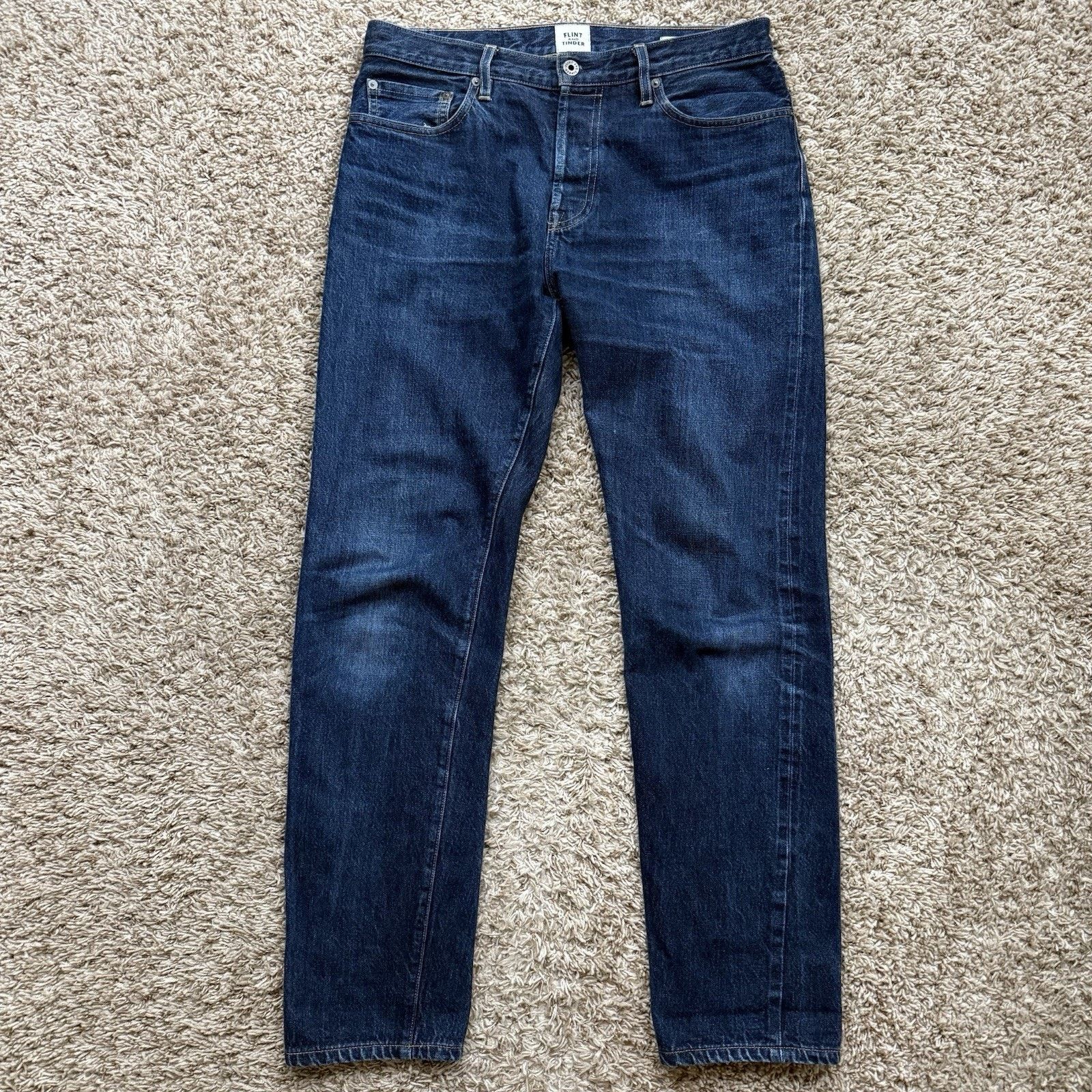Flint And Tinder Flint And Tinder USA Selvedge Tapered Fit Denim Jeans Pants Size US 32 / EU 48 - 1 Thumbnail