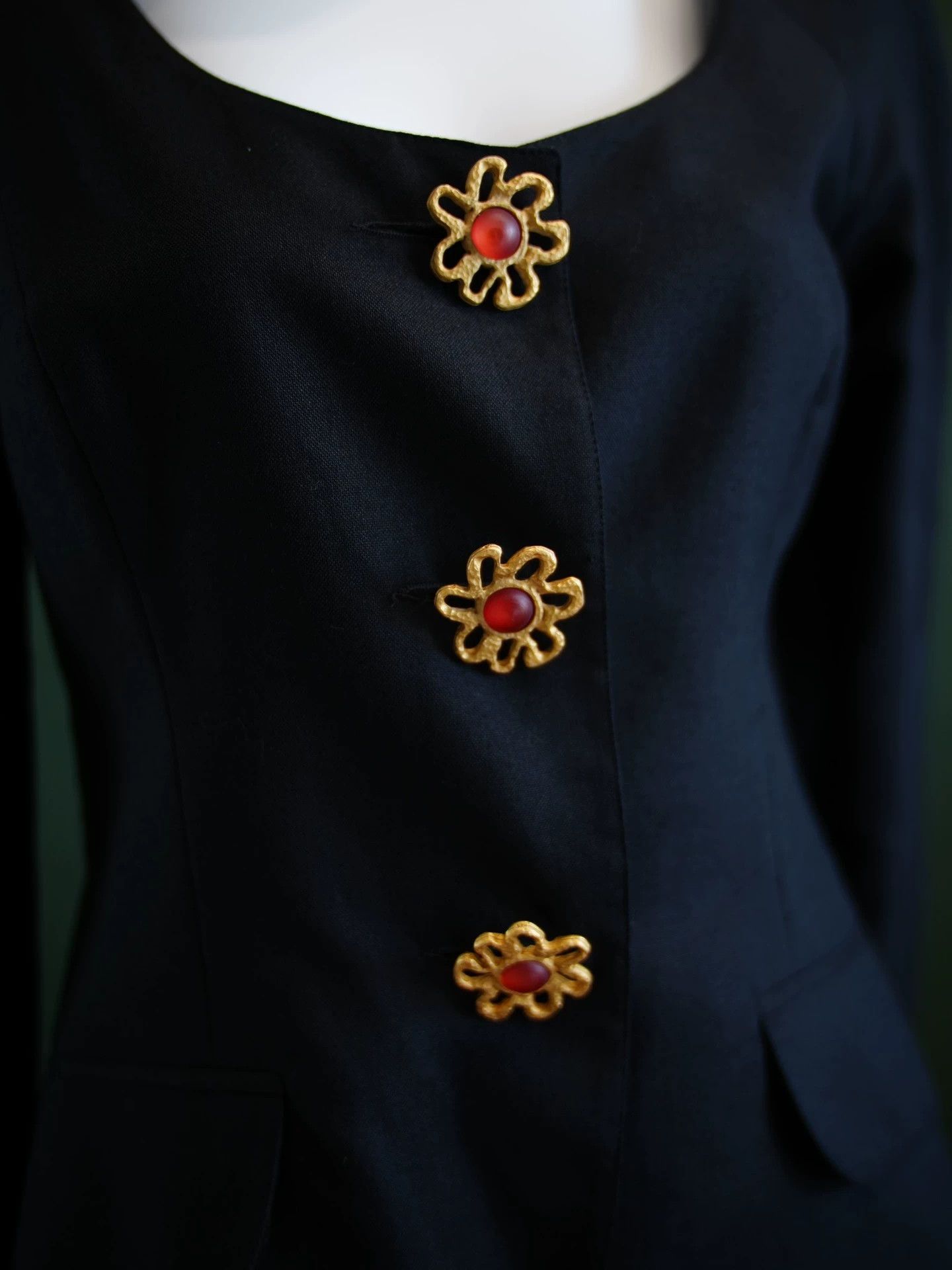 Other Lolita Lempicka French Black Wool Open Back Blazer 38 Size XS / US 0-2 / IT 36-38 - 4 Thumbnail