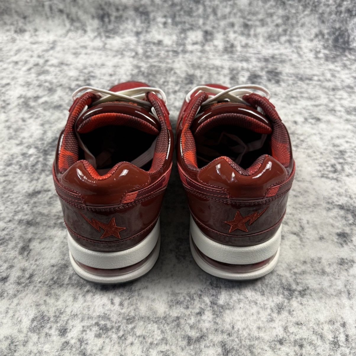Bape BAPE STA Red / Burgundy Patent Leather Colorblock Sneakers Size US 8 / EU 41 - 5 Thumbnail