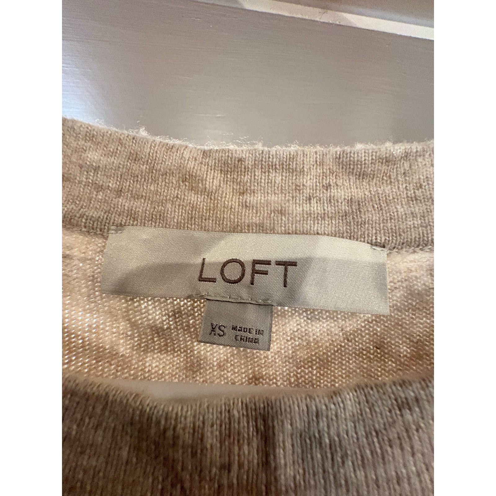 Loft LOFT Women’s XS Beige Knit Sweater Tie Sleeve Ribbed Size XS / US 0-2 / IT 36-38 - 3 Thumbnail
