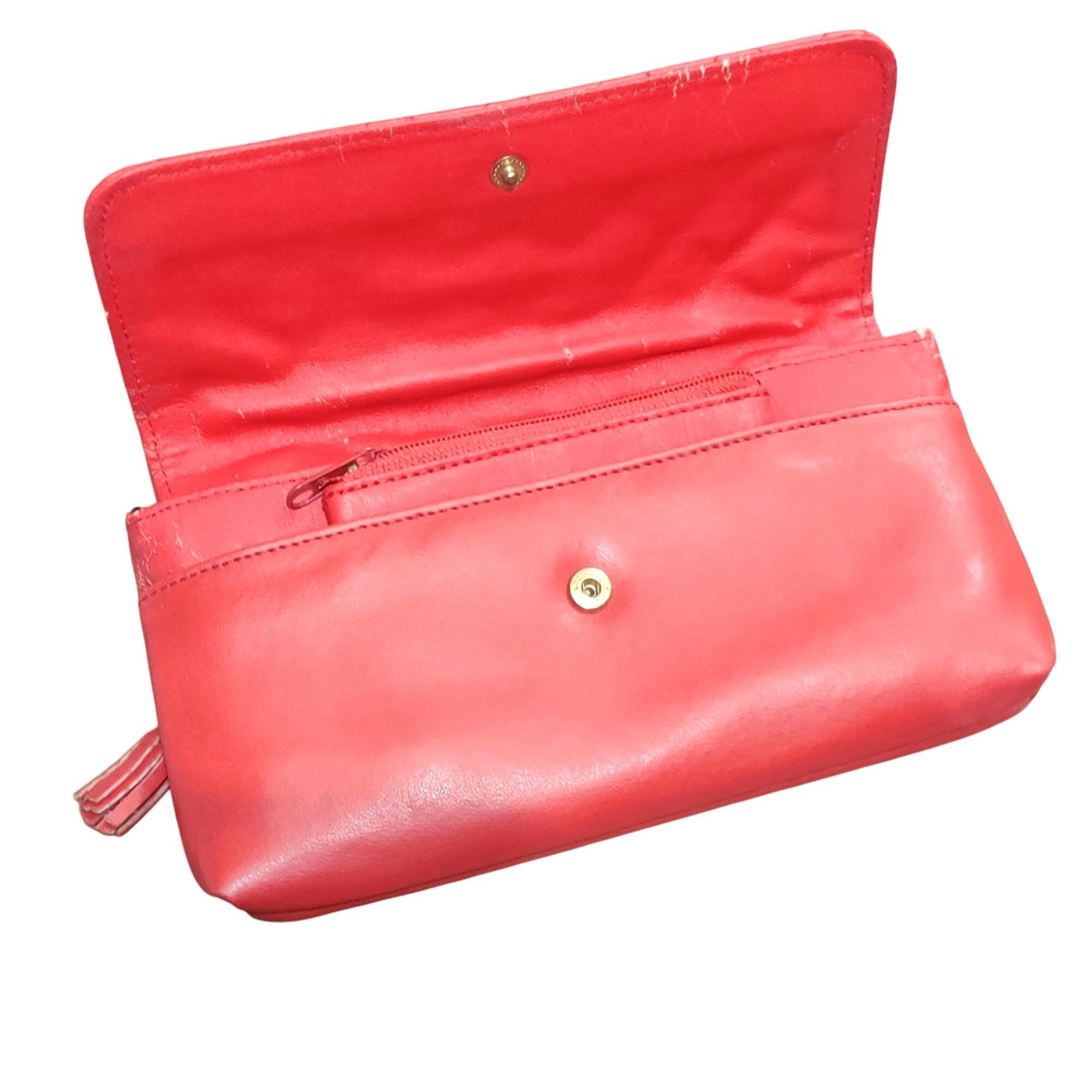 Vintage Lofthouse Vintage Red Quilted Clutch Purse Tassel Zip Key Ri Size ONE SIZE - 5 Thumbnail