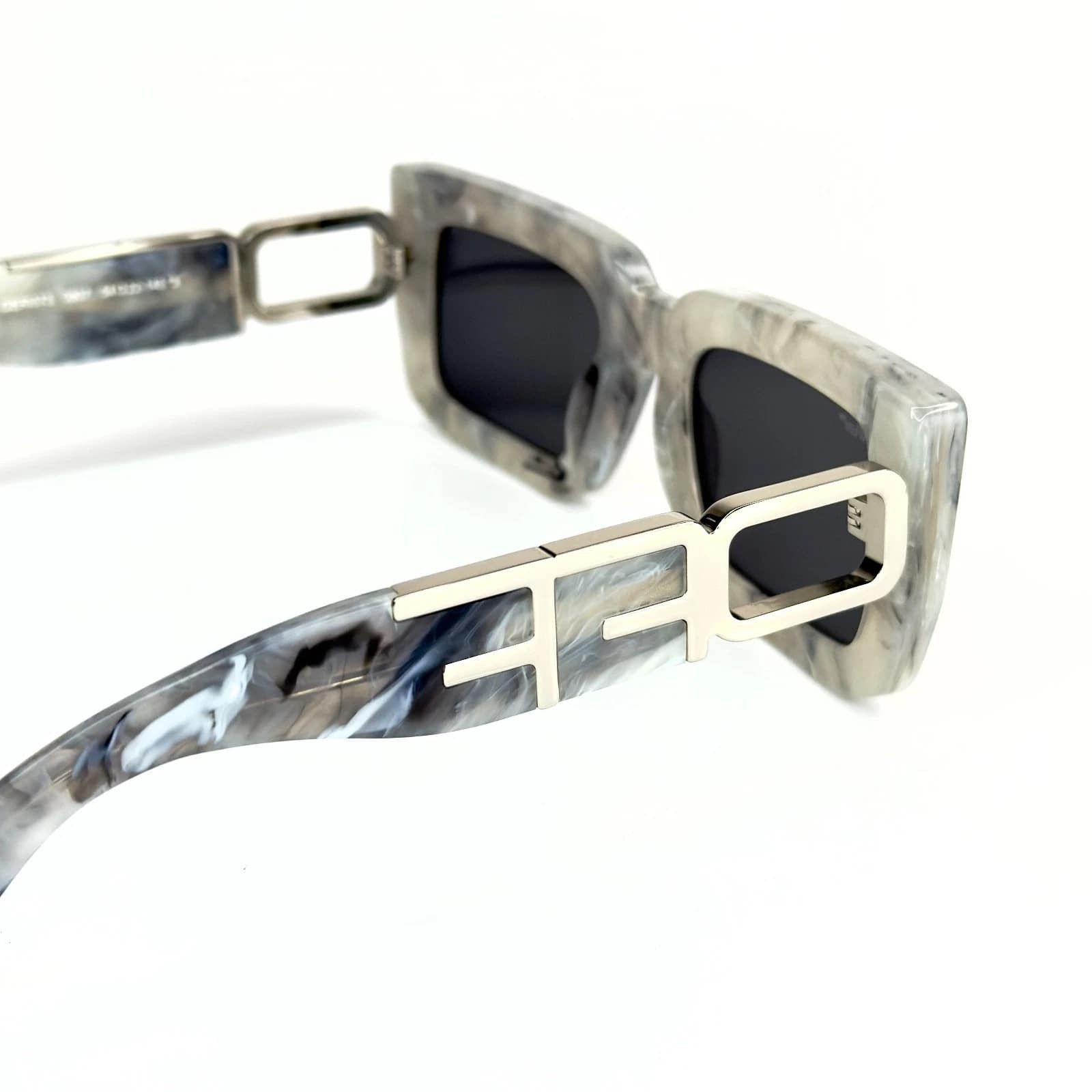 Off-White OFF-WHITE 073 OERI073 Gray Marble BOSTON Logo Sunglasses Size ONE SIZE - 8 Thumbnail