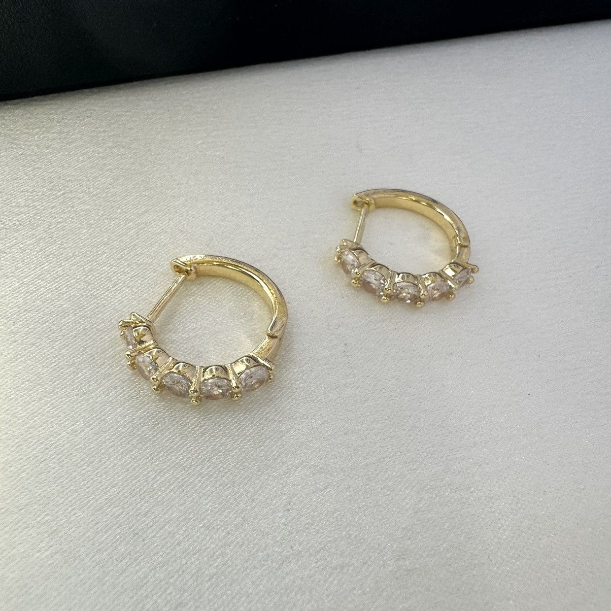 Designer CZ Cubic Zirconia Gold Hoop Earrings for Women Size ONE SIZE - 1 Thumbnail