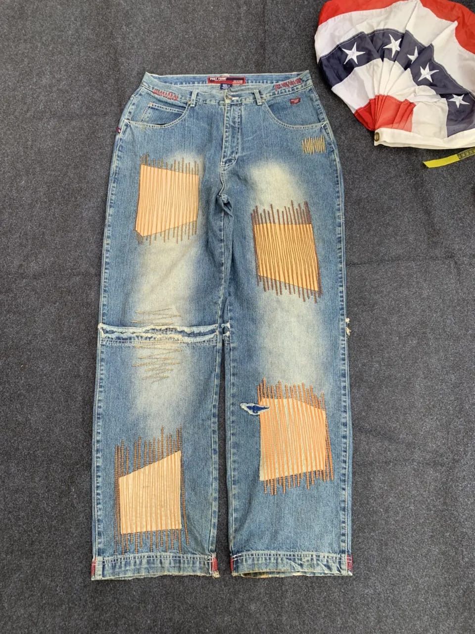 Phat Farm Vintage Phat Farm Baggy Patchwork Jeans – 90s Hip Hop Style Size US 34 / EU 50 - 1 Thumbnail