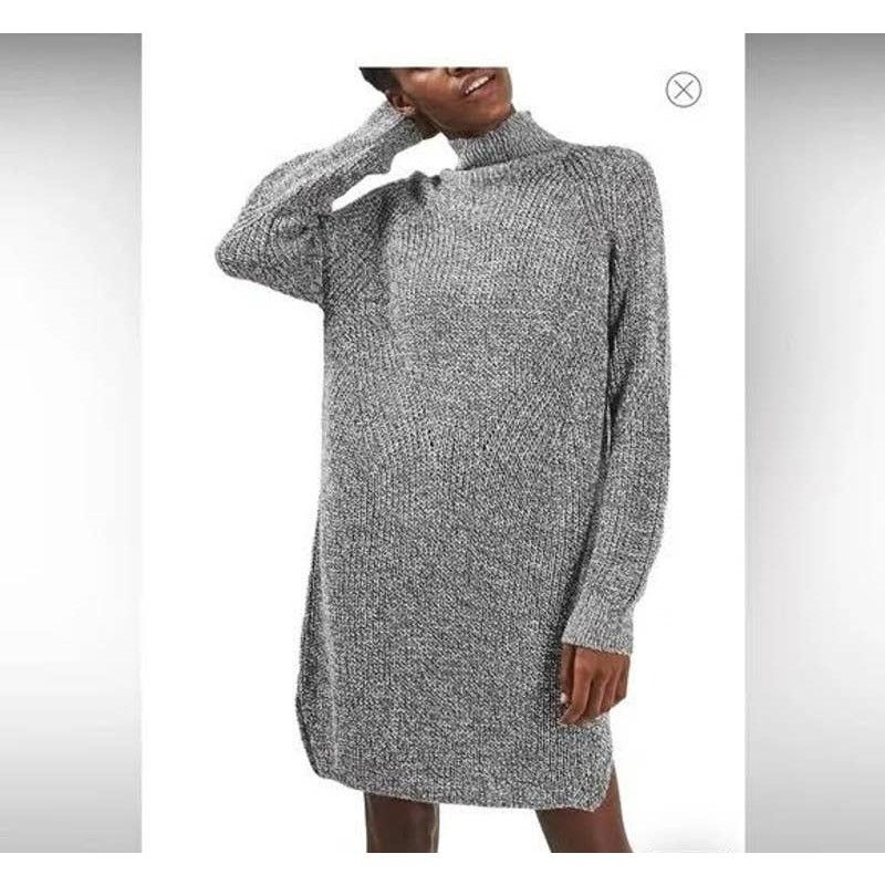Topshop Topshop | Women’s Grunge Funnel Neck Sweater Dress | US 4 Size S / US 4 / IT 40 - 1 Thumbnail