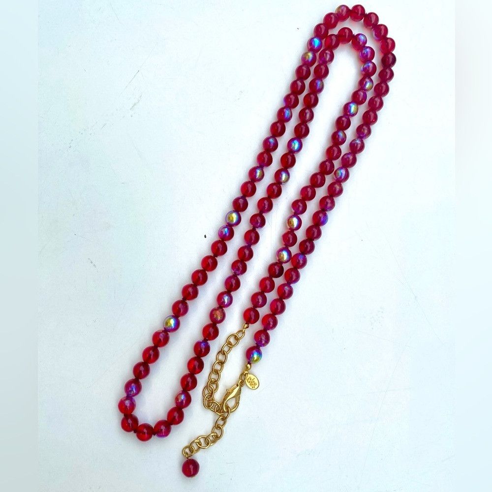 Joan Rivers Vintage JOAN RIVERS Red Iridescent Polished Glass Beads Nec Size ONE SIZE - 2 Thumbnail