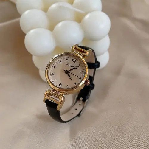 Jewelry Brown Leather Strap Classic Round Dial Wristwatch Size ONE SIZE - 4 Thumbnail