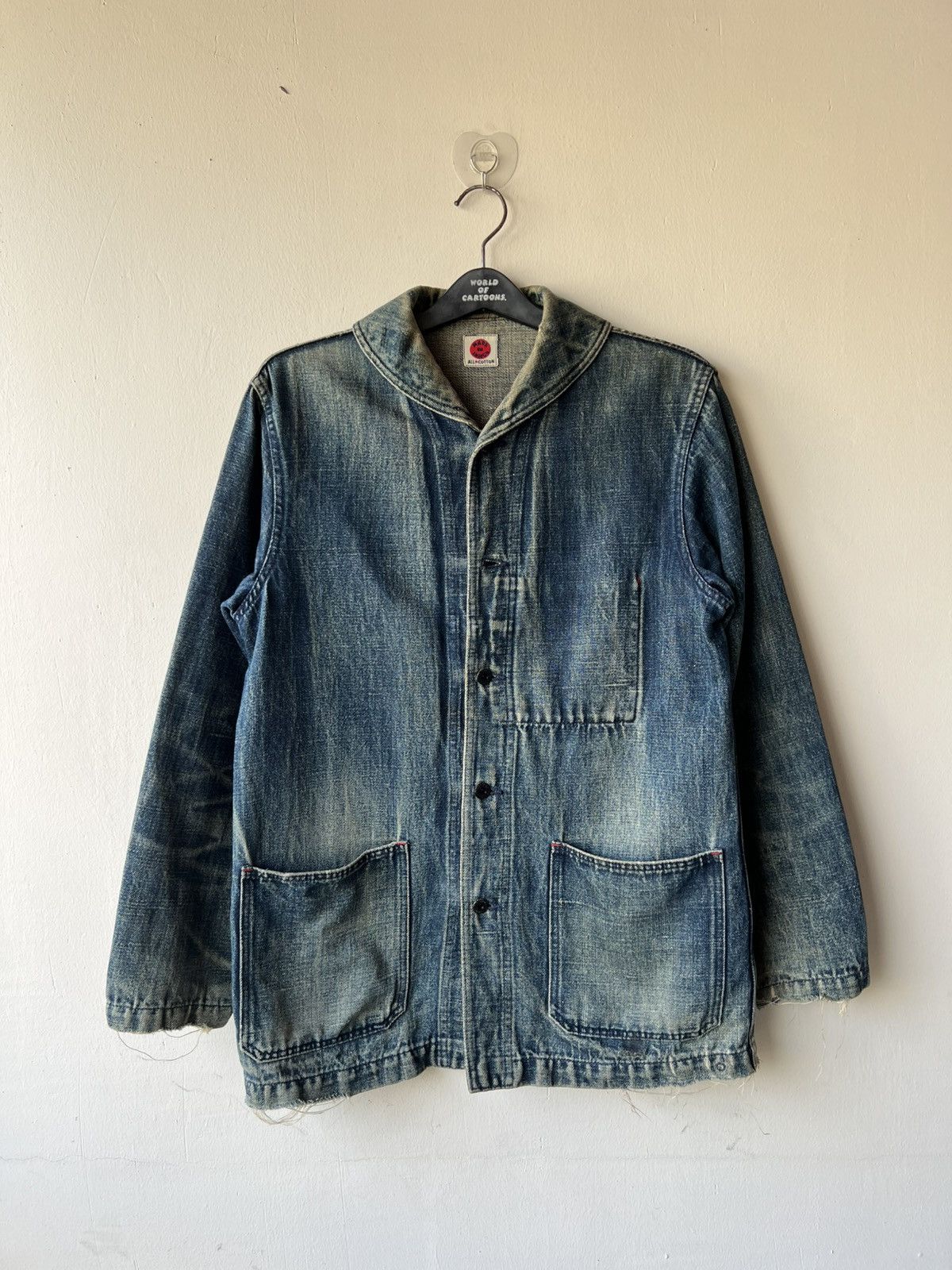 45rpm Trashed Indigo Japan Military Denim Shawl Collar Jacket Size US M / EU 48-50 / 2 - 1 Thumbnail