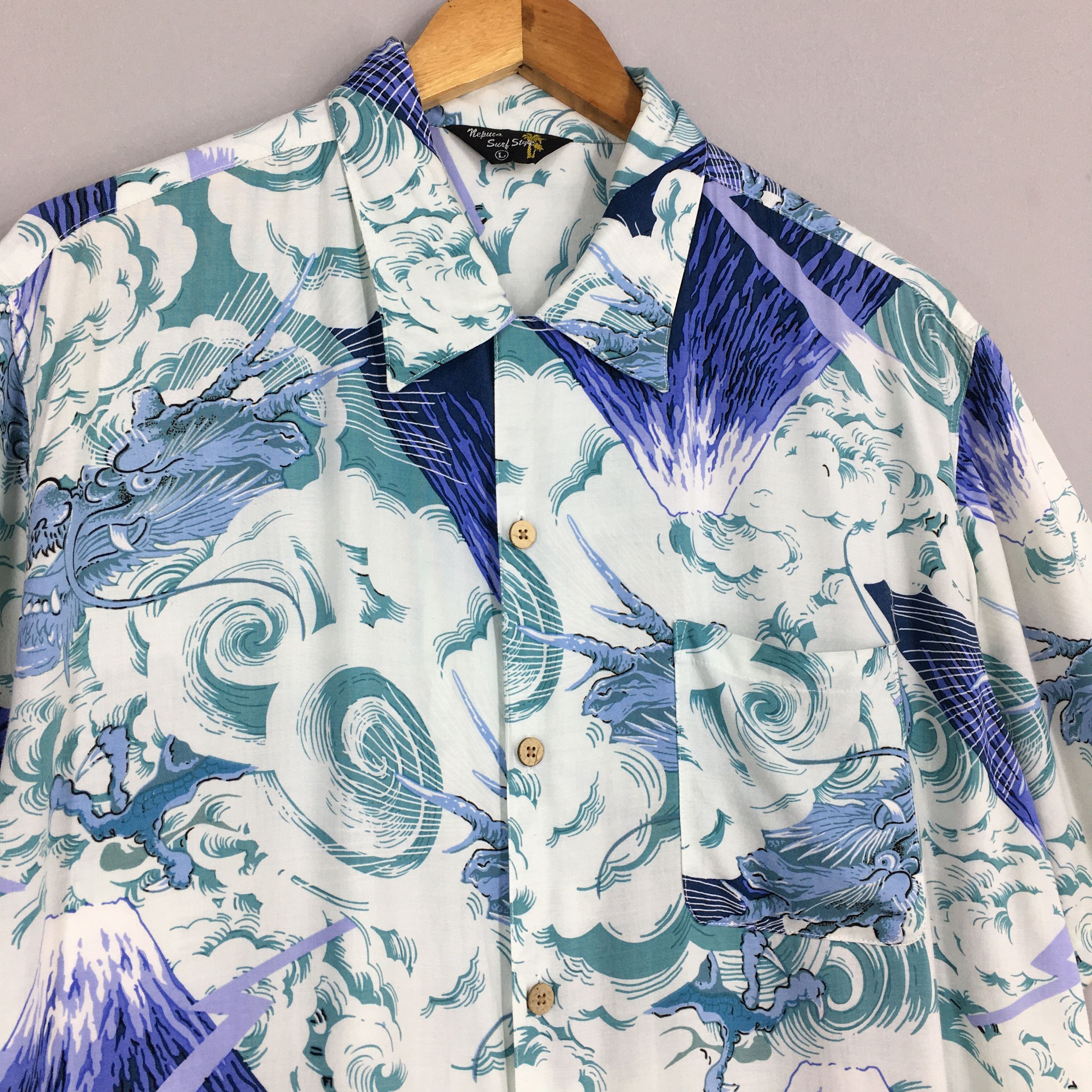 Sun Surf Vintage 80s Rockabilly Hawaiian Dragon Rayon Shirt Large Size US L / EU 52-54 / 3 - 3 Thumbnail