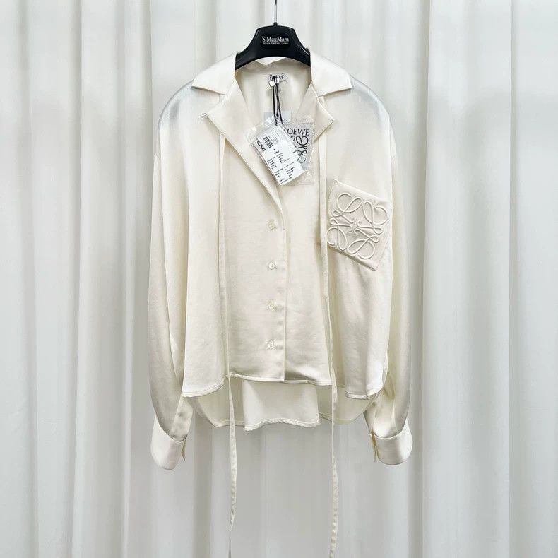 Loewe LOEWE Ice silk embroidery Logo acetate satin shirt Size 4XL / US 24-26 - 1 Thumbnail
