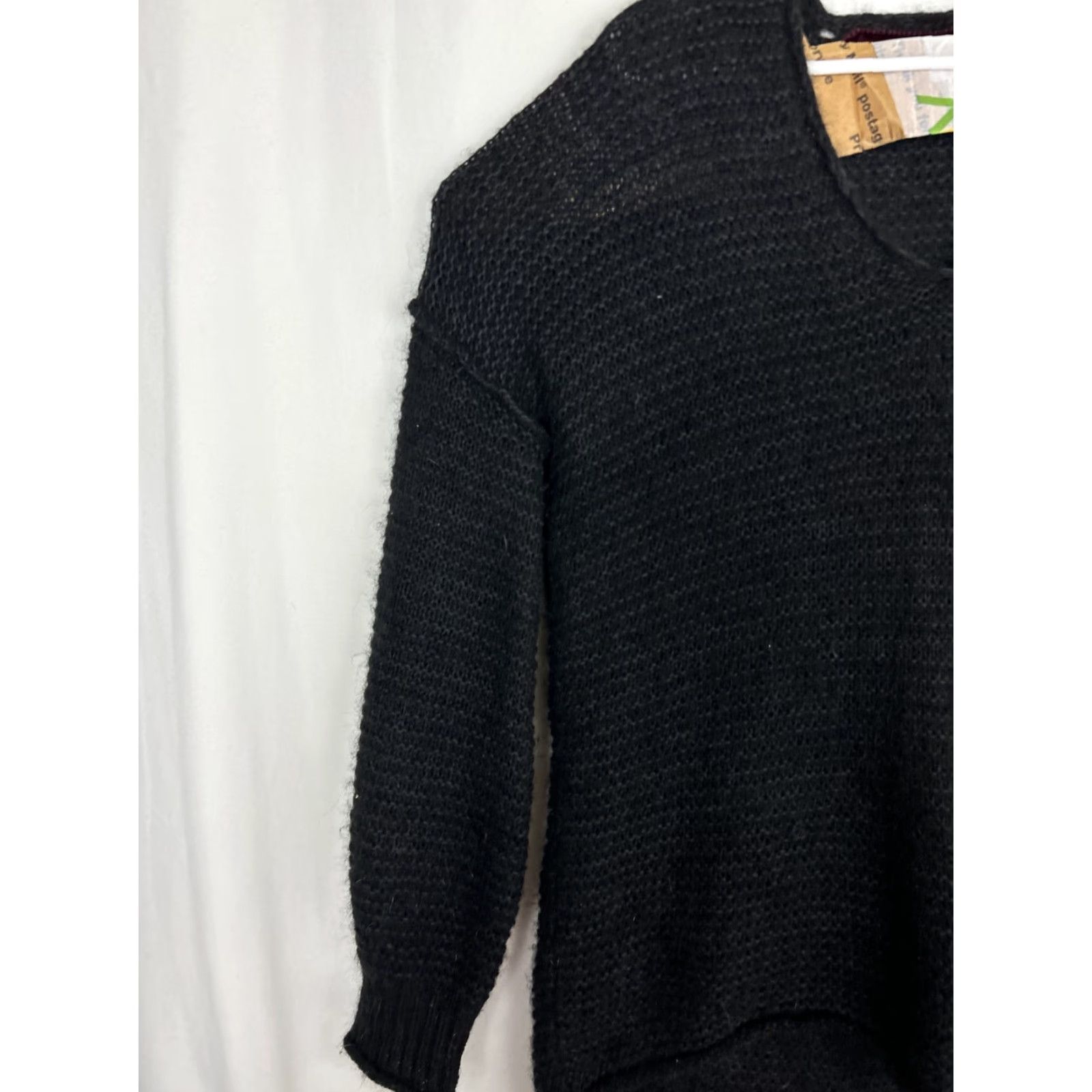 Free People Free People Womens XS Knit Sweater Black Oversized Boho Knit Pullover Warm Casual Womens XS Black Bohemian Size XS / US 0-2 / IT 36-38 - 2 Thumbnail