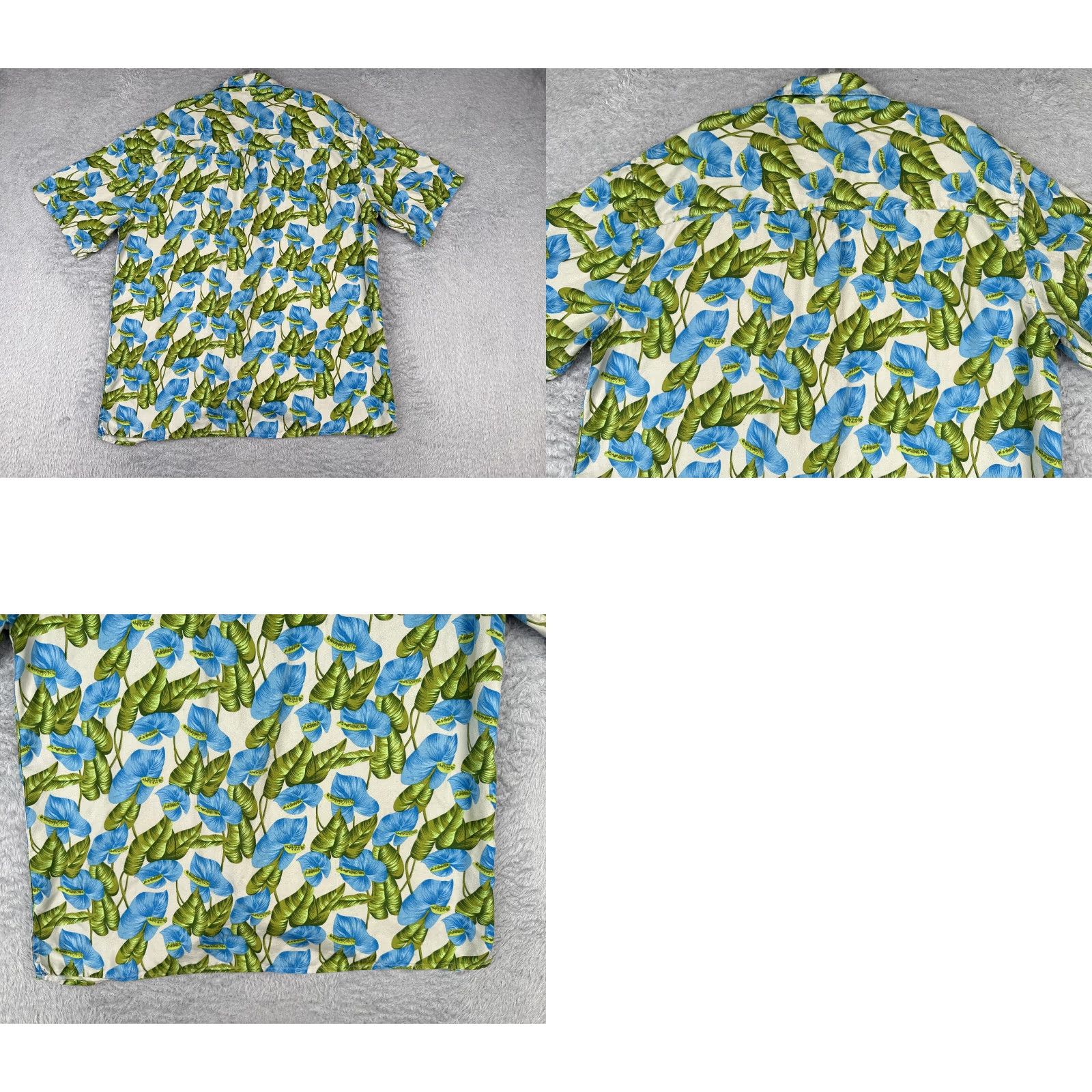 Tommy Bahama Jos A. Bank Shirt Men Medium Blue Green Leaf Floral 100% Silk Hawaiian Beach Size US M / EU 48-50 / 2 - 9 Thumbnail