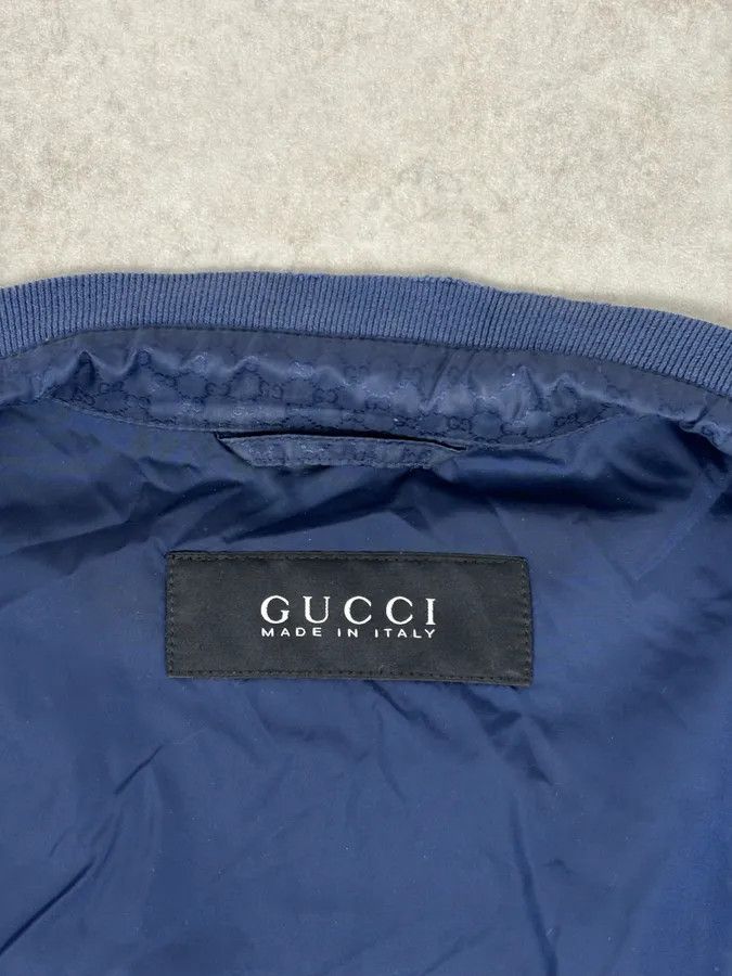 Gucci 2010s Gucci Navy Nylon Monogram Light Jacket Size US M / EU 48-50 / 2 - 8 Thumbnail