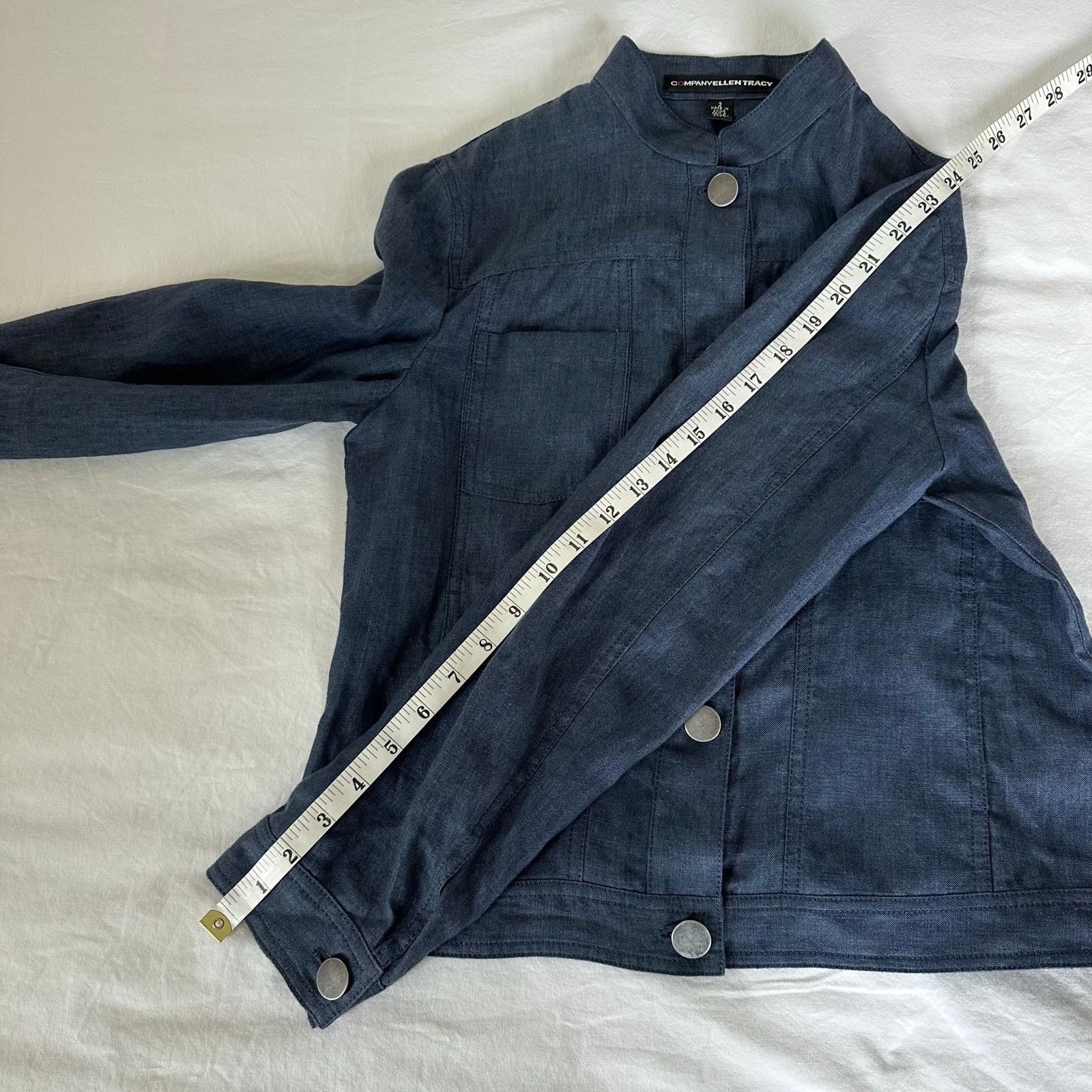 Other Navy Linen Jacket Band Collar Size 2 Company Ellen Tracy Size XS / US 0-2 / IT 36-38 - 8 Thumbnail