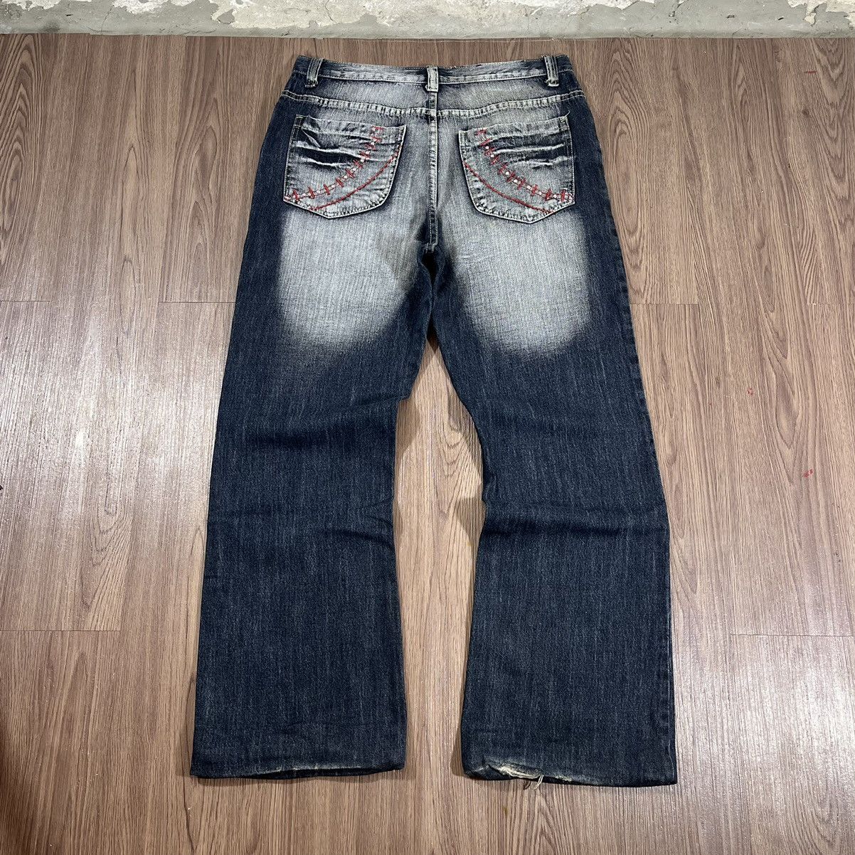 Beauty Beast Vintage Y2K Embroidered Flared Denim Jeans Size US 34 / EU 50 - 2 Thumbnail
