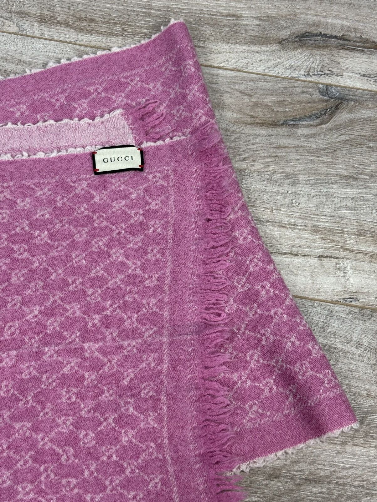 Gucci Gucci Wool Monogram Scarf Pink Color Size ONE SIZE - 12 Thumbnail
